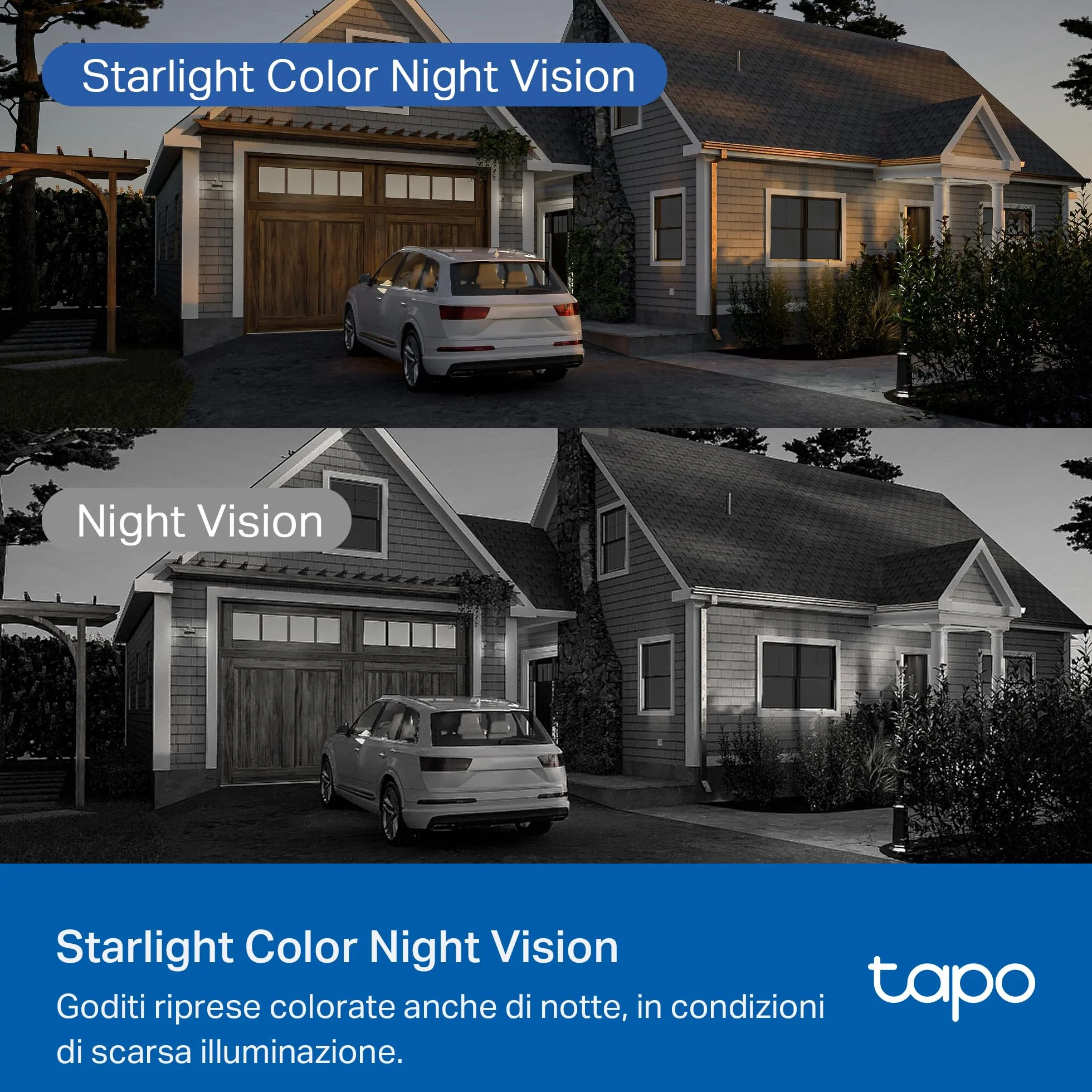 Tapo C530WS Telecamera Wi-Fi Esterno 3K 5MP 360° Visione Notturna a Colori Starlight Rilevamento AI IP66 Wi-Fi Ethernet Allarme Sonoro Luminoso MicroSD 512 GB