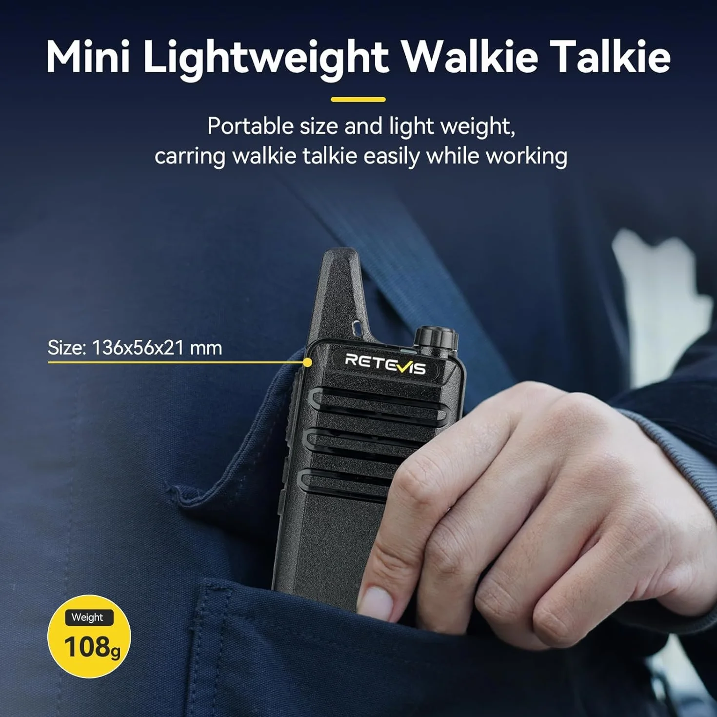 Retevis RT622 Walkie-Talkie 10 Pezzi Professionale Ristorante Ospitalità Nero