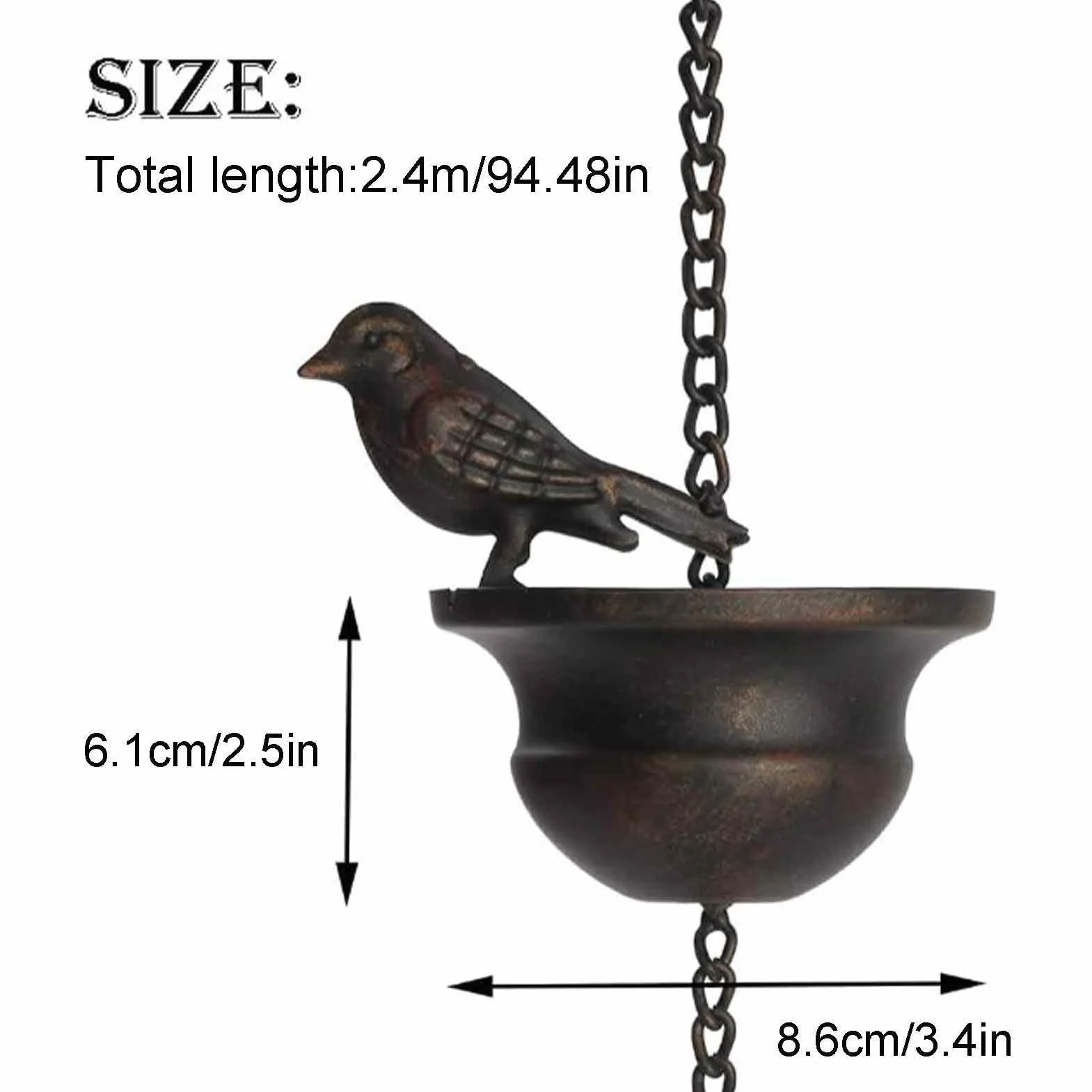 Catena per Acqua Piovana Antipioggia per Grondaie Esterni Raccolta Acqua con Vaso Decorazione Giardino
