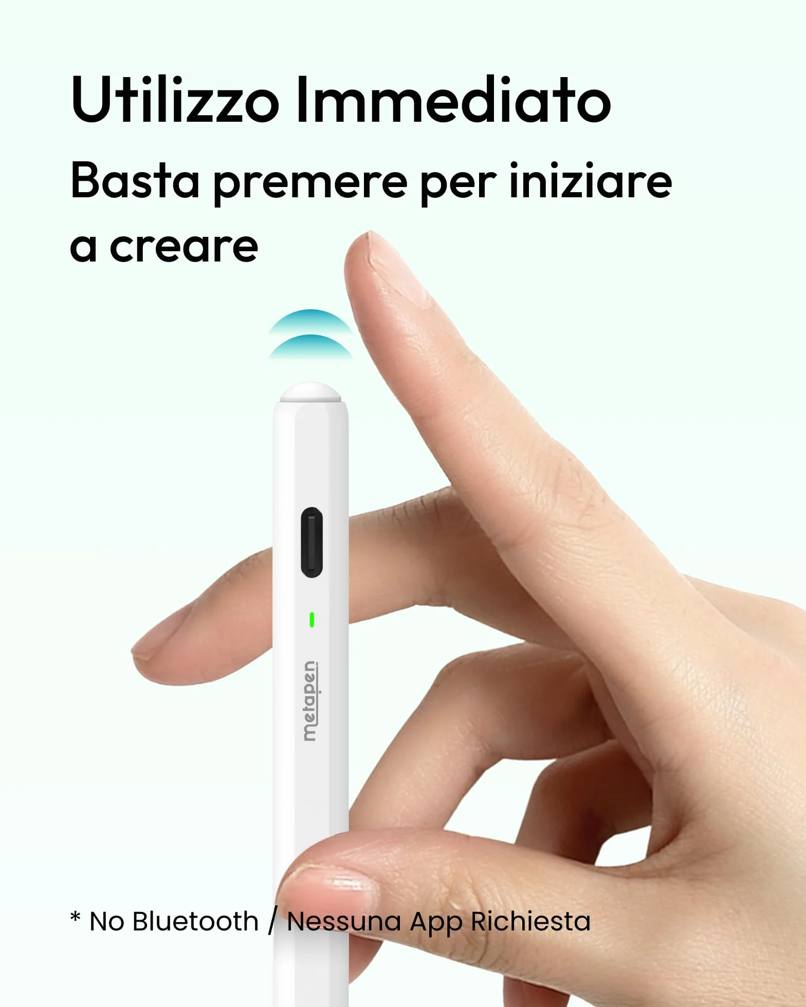 Metapen Penna Air8 per Apple iPad 2018-2026, Pencil con Ricarica Rapida, Rifiuto Palmo, Compatibile iPad Air/Pro/Mini