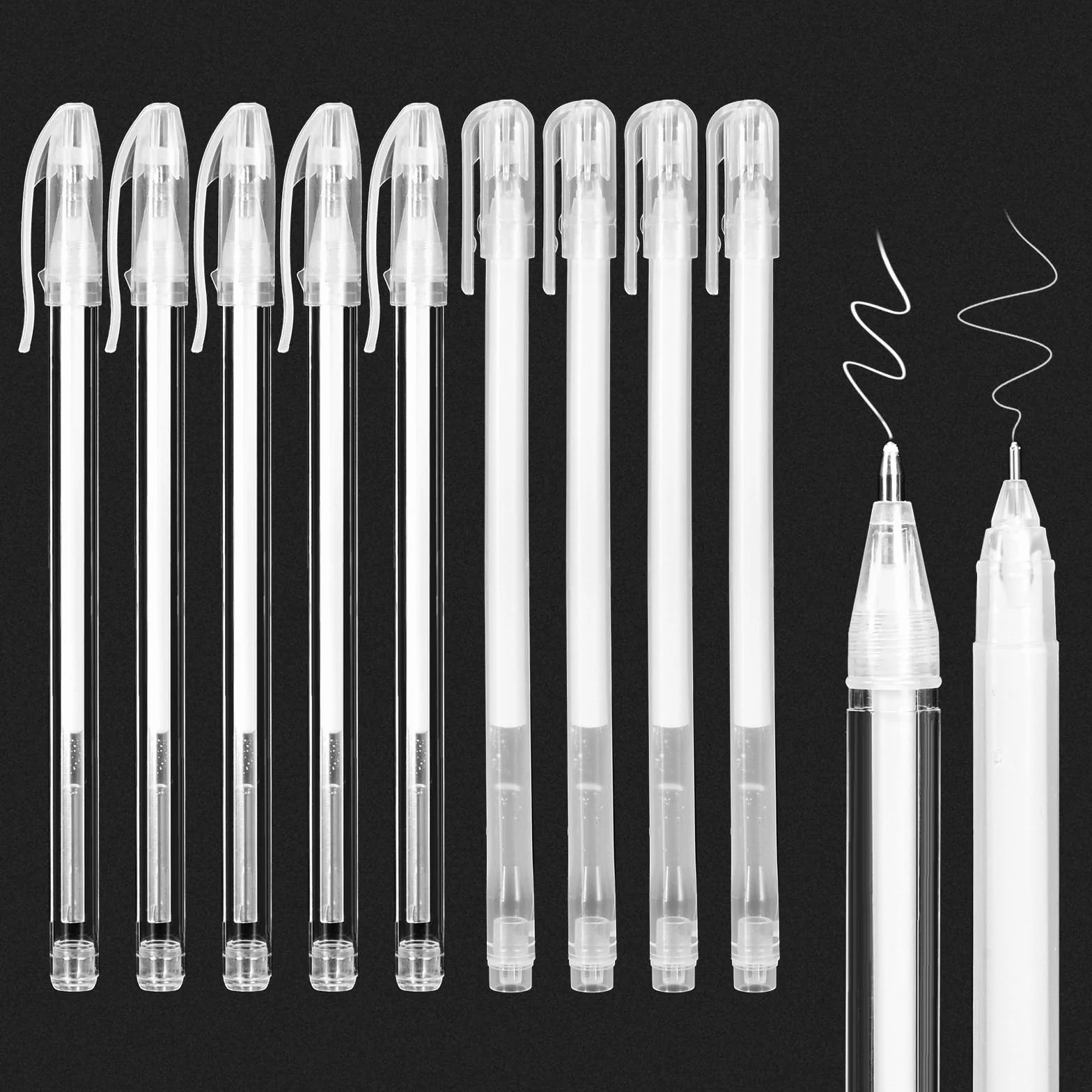 Set di 9 penne gel bianche 0,6 mm 0,8 mm per disegno su carta nera