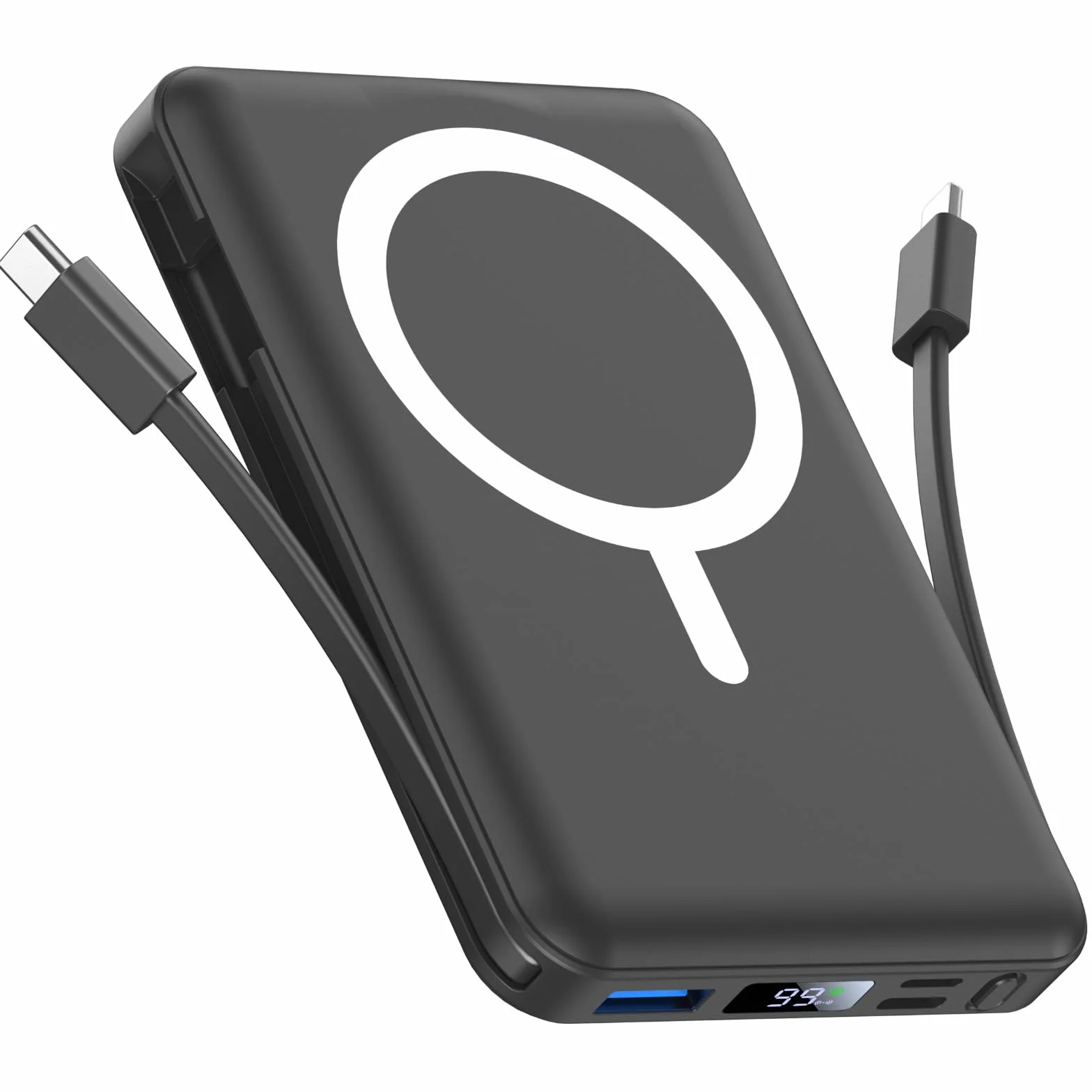 Powerbank Magsafe 10000mAh, Caricatore Portatile Magnetico Wireless 20W con Display LED per iPhone 17/16/15/14/13/12 Pro/Pro Max/Plus Nero