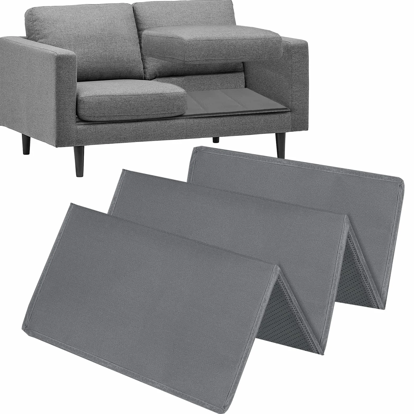 Cuscino di Supporto per Divano Sospeso, 111,7 x 44cm, pieghevole con pannello in MDF Supporto per Cuscino Cedente per la Maggior Parte dei Divani a 3 Posti