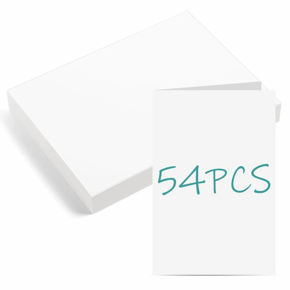 OFFCUP Cartoline Vuote A6, 54 Pezzi Cartoncini Bianchi 15x10cm per Disegnare Scrivere Stampare Biglietti Auguri