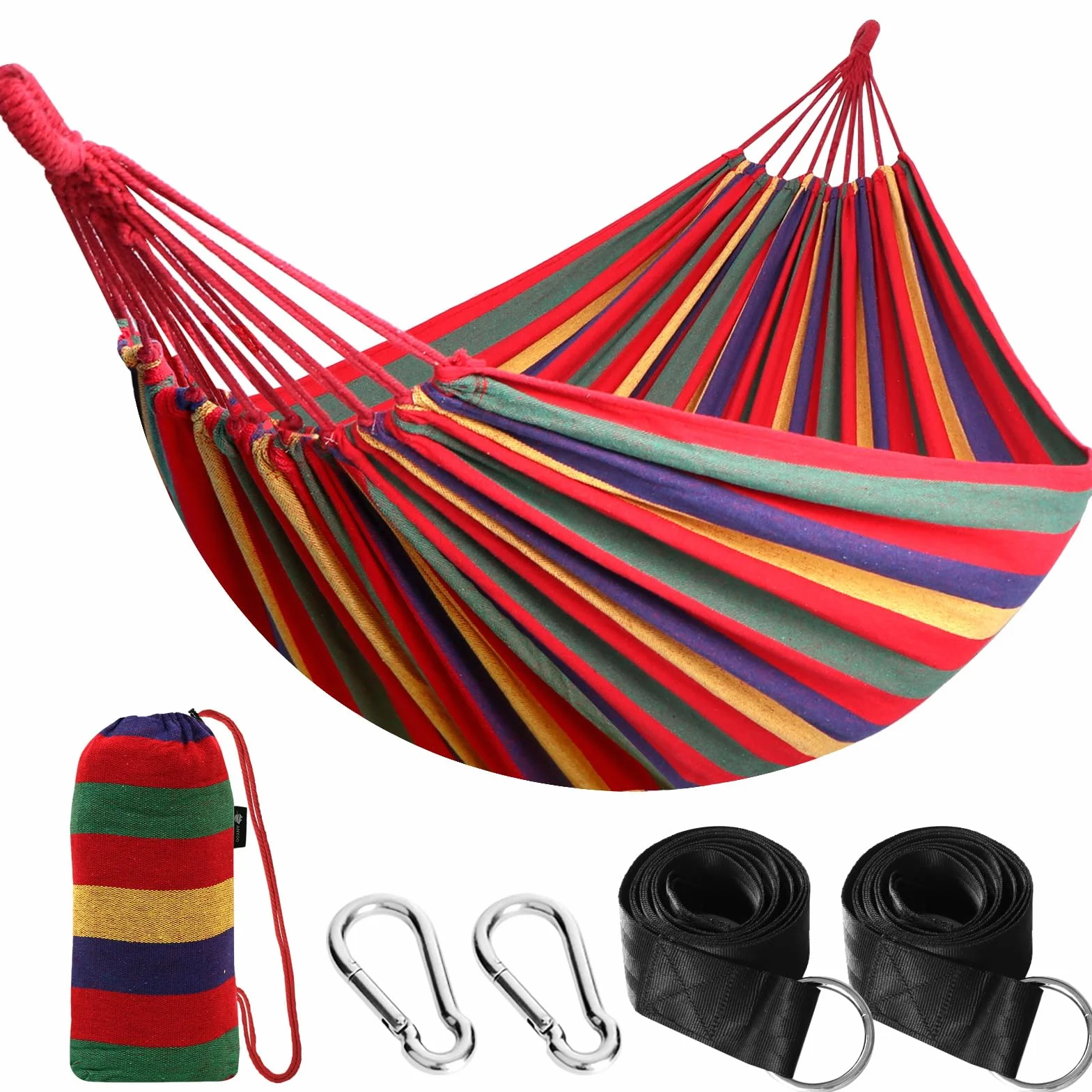 ANYOO Amaca da Giardino in Cotone Tessuto con Borsa da Viaggio per Campeggio Esterno/Interno