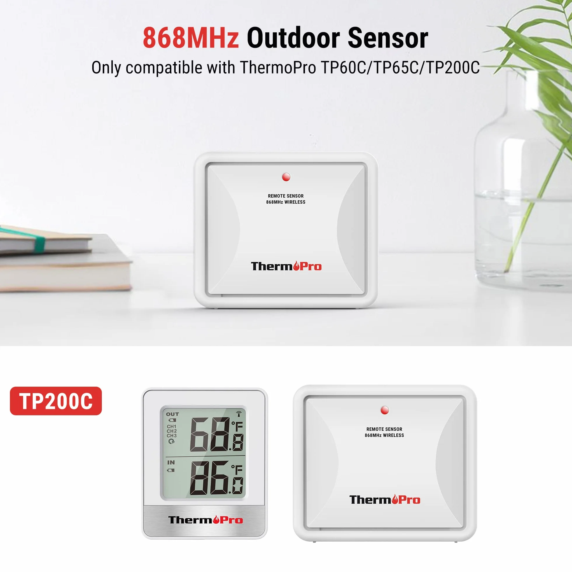 ThermoPro TX-2C czujnik temperatury wilgotności zewnętrzny do TP200C TP60C TP65C