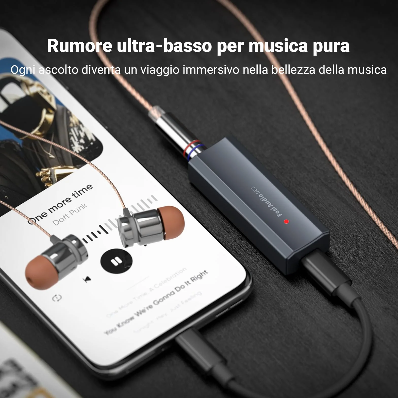 Fosi Audio DS2 DAC Amplificatore Cuffie USB C Hi-Res 32bit/384kHz DSD256 Uscite Doppie 4,4 + 3,5 MM Portatile 16-300Ω Doppio Chip CS43131
