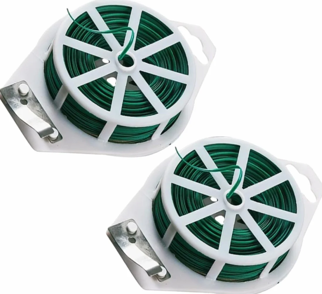 Filo per Legare Pomodori 2x50m, Spago per Orto in Plastica Verde, Corda per Legare Pomodori, Piante Varie in Giardinaggio, Resistente e Comoda da Usare, Formato Conveniente con 100m di Corda