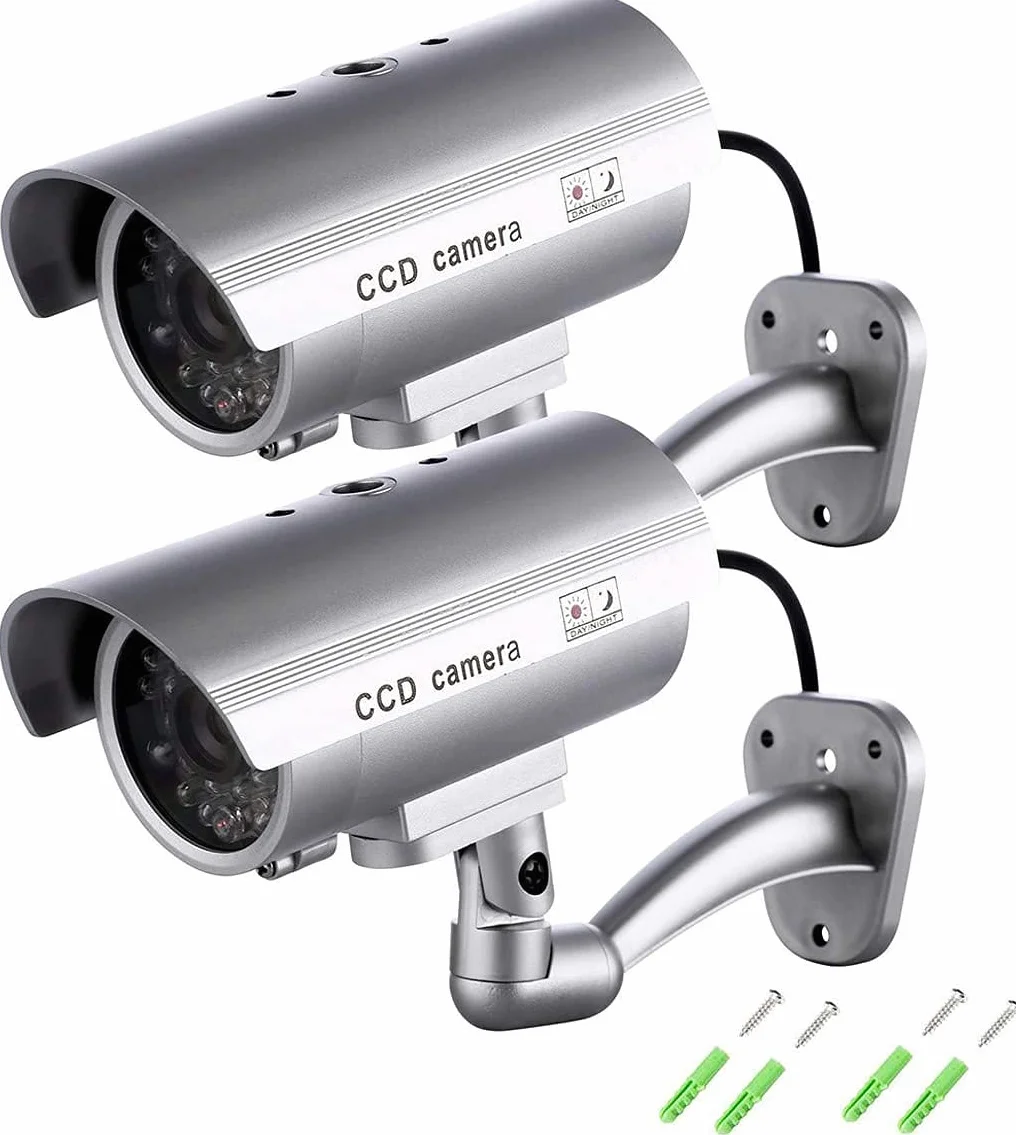 Telecamere di Sorveglianza Finte da Esterno Luce LED Lampeggiante 2
