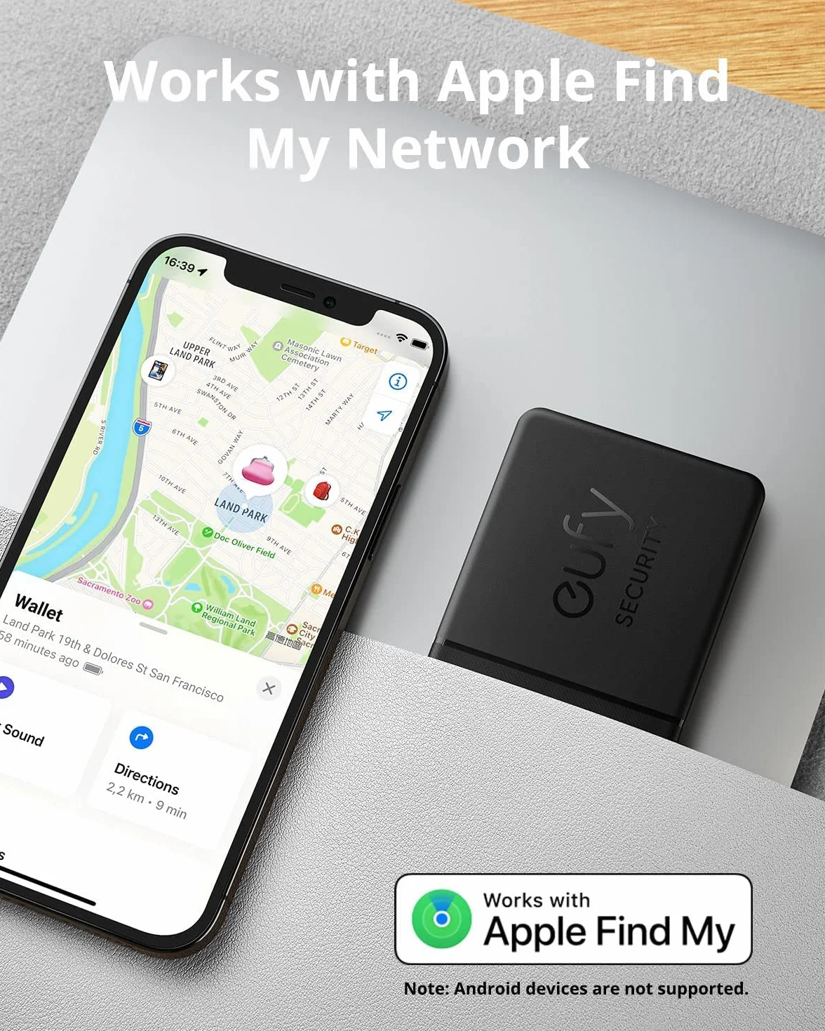 eufy Security SmartTrack Card nera resistente acqua spessore 2,4 mm durata batteria 3 anni