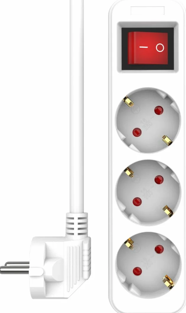 ELRO ES103S-W Ciabatta 3 prese interruttore cavo 1.5 m Protezione bambini Spina Schuko 3680 W Certificato TÜV bianco