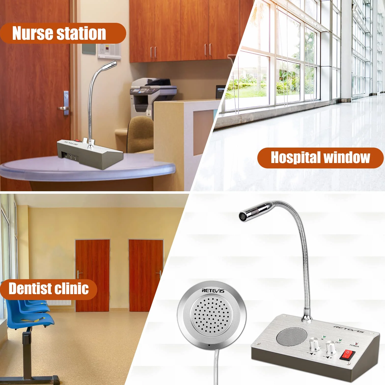 Retevis RT9908 Sistema Citofono Finestra Bidirezionale Altoparlante Ufficio Ospedale Banca Negozio Biglietteria