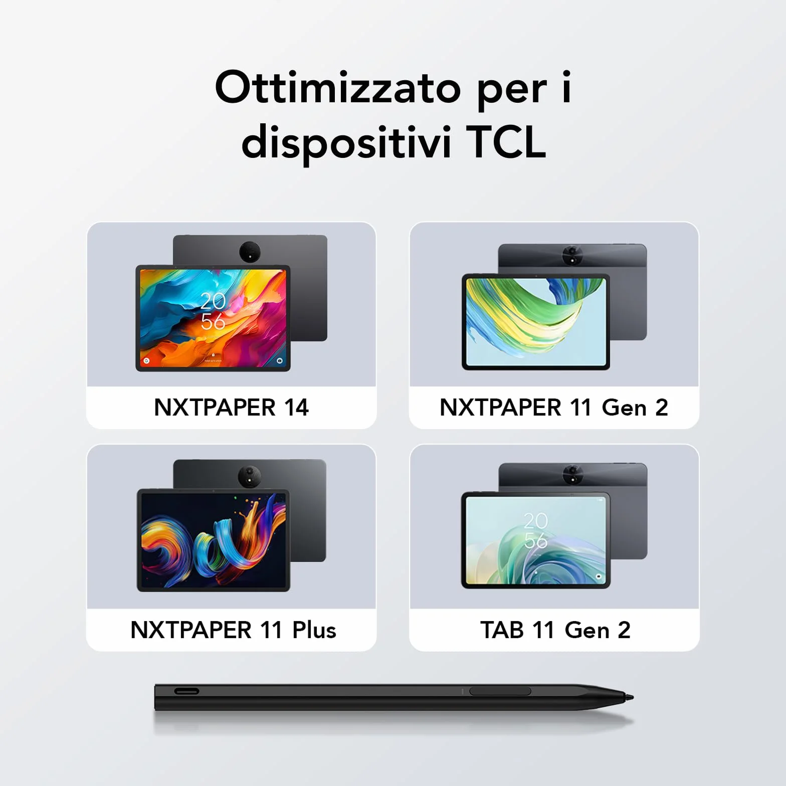 TCL T-Pen Stylus per NXTPAPER 14, NXTPAPER 11 Gen 2 - Penna digitale con 4096 livelli di pressione, batteria a lunga durata, Nero