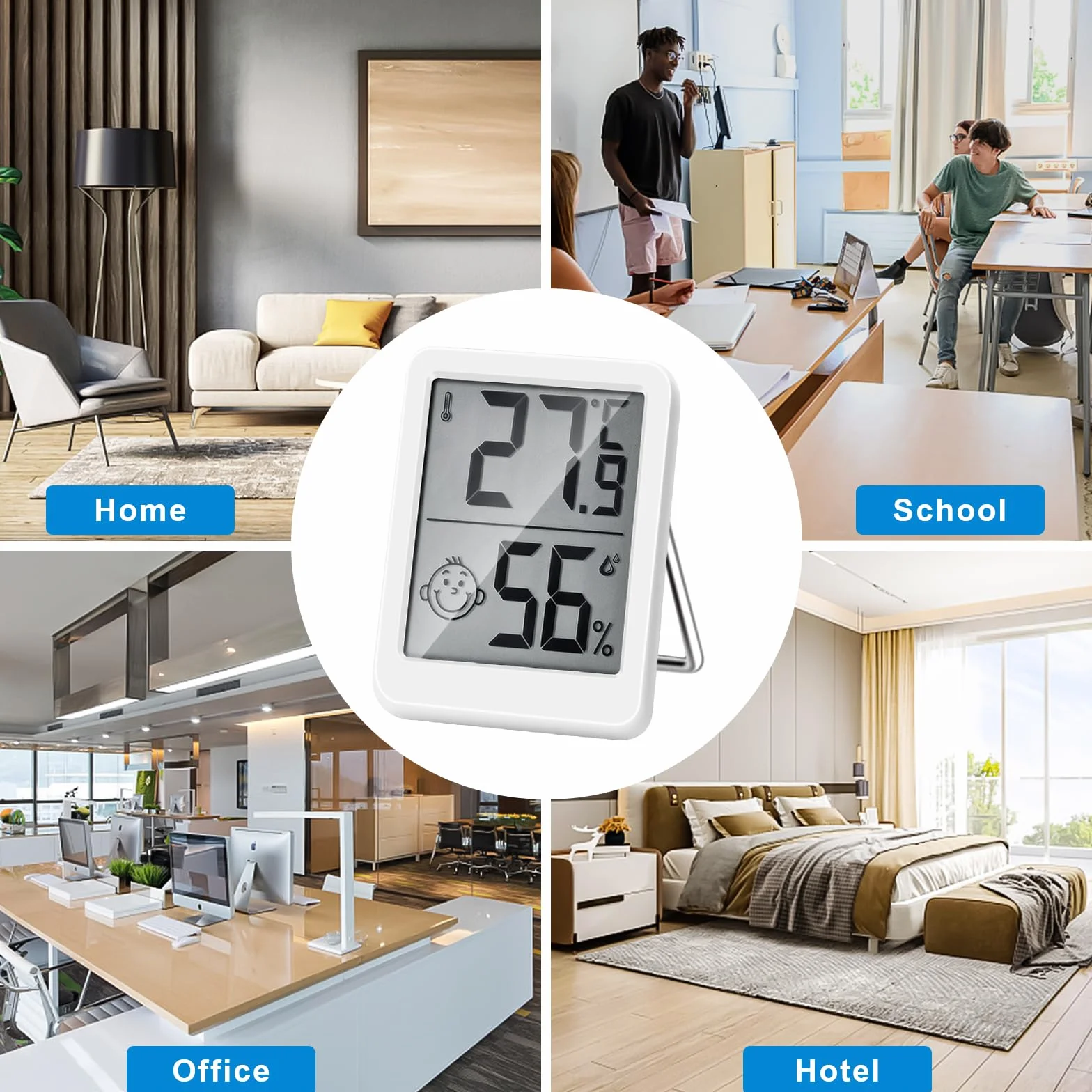HORJOR Mini Termometro LCD Igrometro Professionale Digitale con Livello di Comfort, Bianco