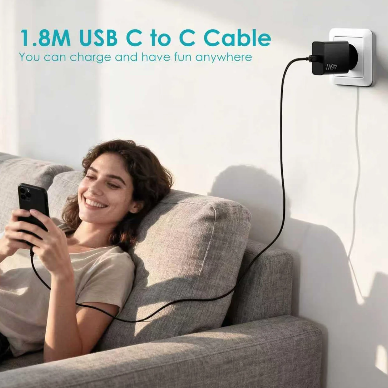 Caricatore rapido USB C 45 W con cavo tipo C 2 m per Samsung Galaxy S25 S24+ S24 Ultra S23+ S23 Ultra S22 Note20 A54 A53 Z Fold5 Fold4 Tab adattatore di alimentazione