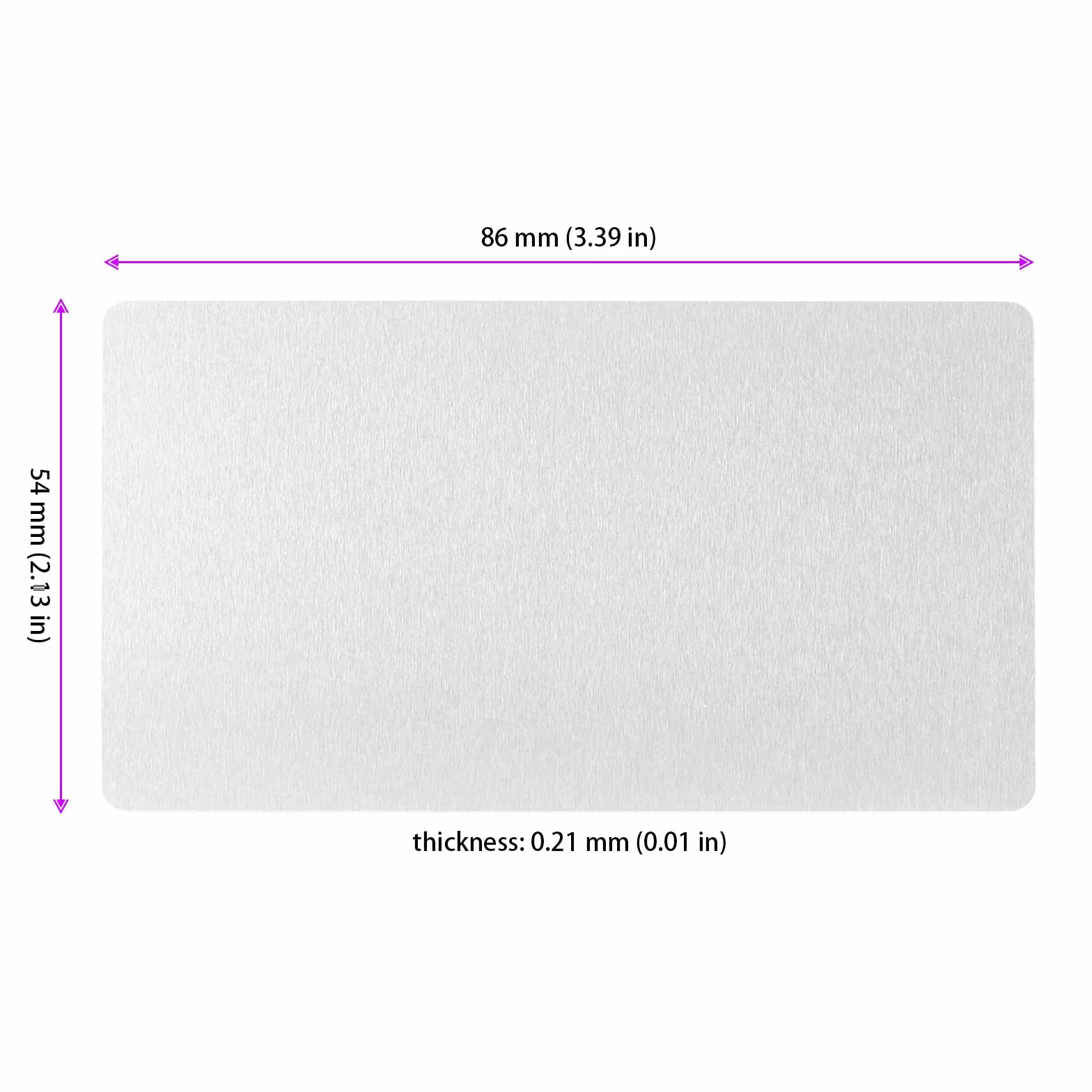 KEILEOHO Biglietti da Visita in Alluminio Argento 86 x 54 x 0,21 mm 150 Pezzi per Marcatura Laser DIY