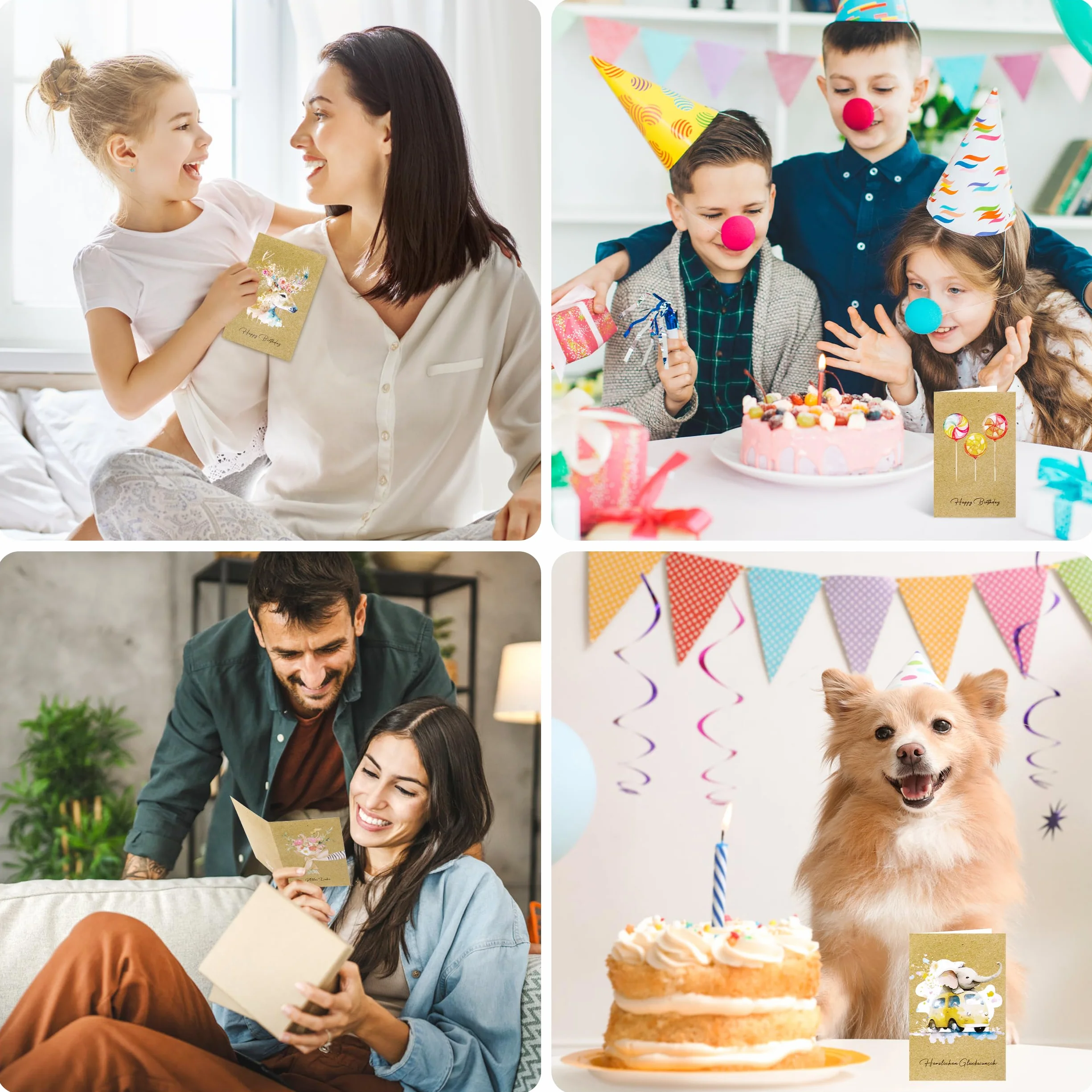 Biglietti di Auguri in Carta Kraft con Buste Adesivi 12 Pezzi per Compleanno Natale