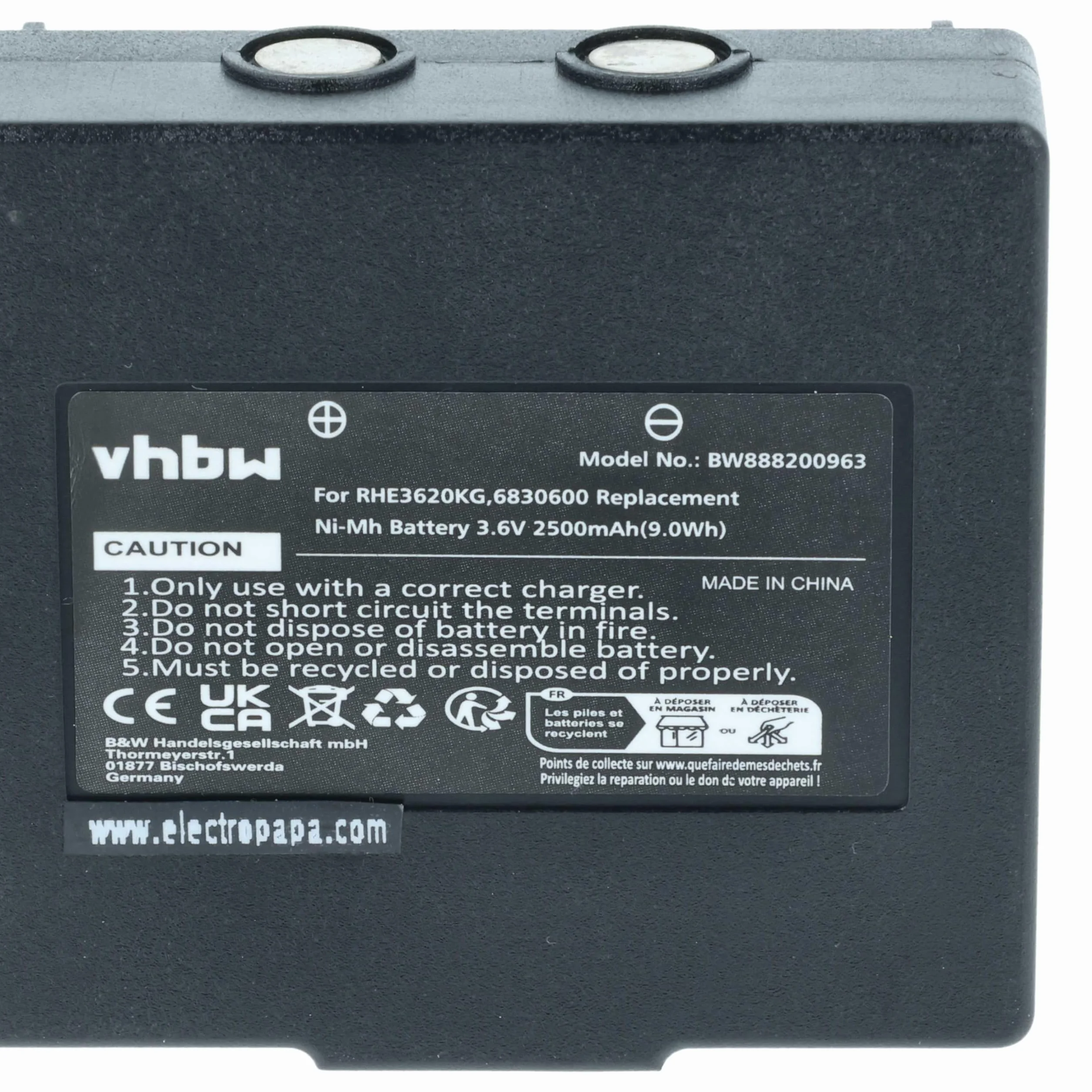 Batteria Compatibile Hetronic Mini FBH300 Nova Mini Radiocomando Industriale Telecomando 2500mAh 3,6V NiMH Nero