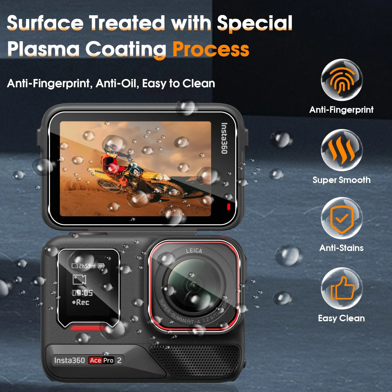 Pellicola Protettiva Insta360 Ace Pro 2, Schermo Vetro Temperato, Protezione Lente Fotocamera 2+2+2 Pezzi, HD Chiaro Anti Graffio