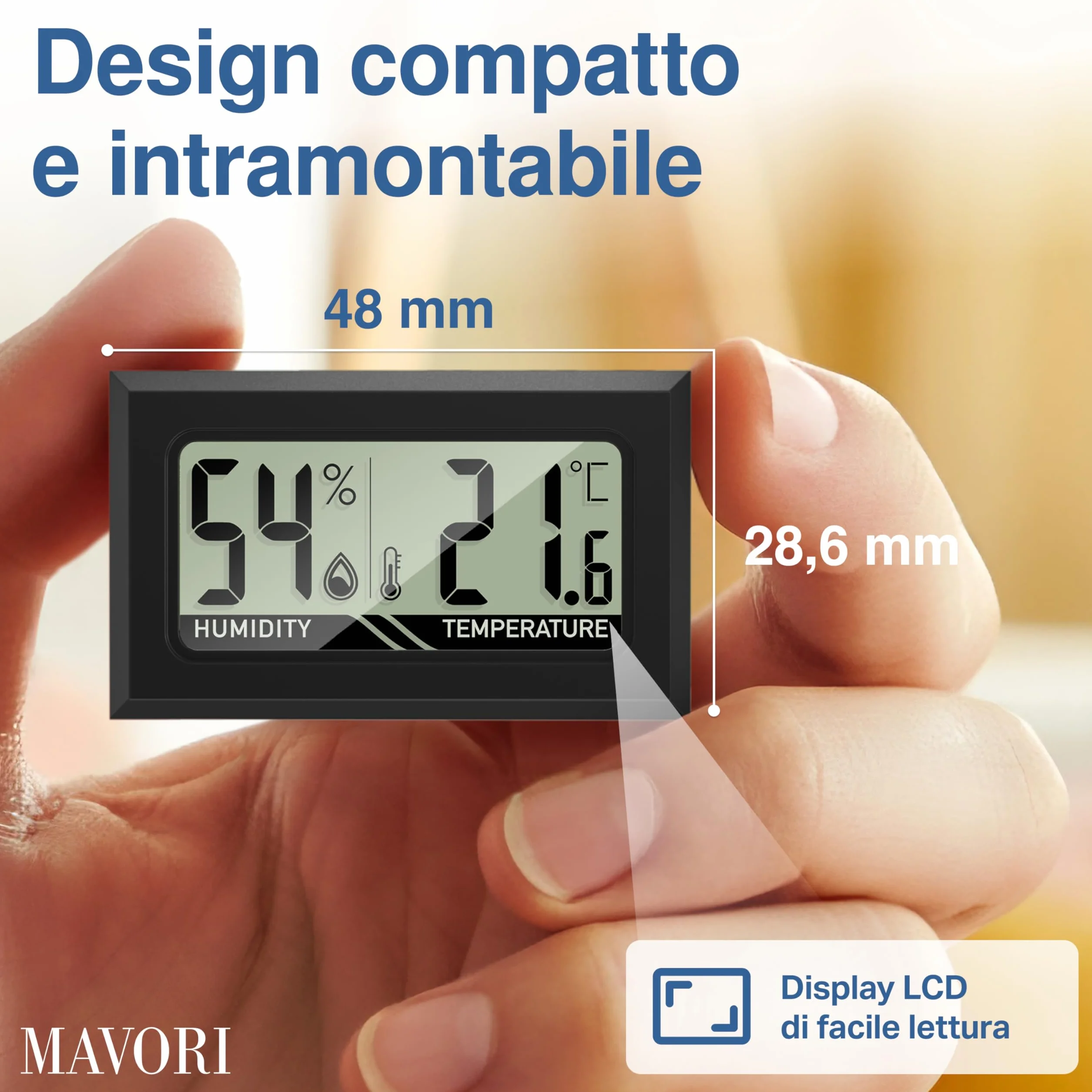 Mini termometro digitale igrometro: Misuratore di umidità interna preciso termometro piccolo temperatura umidità nero