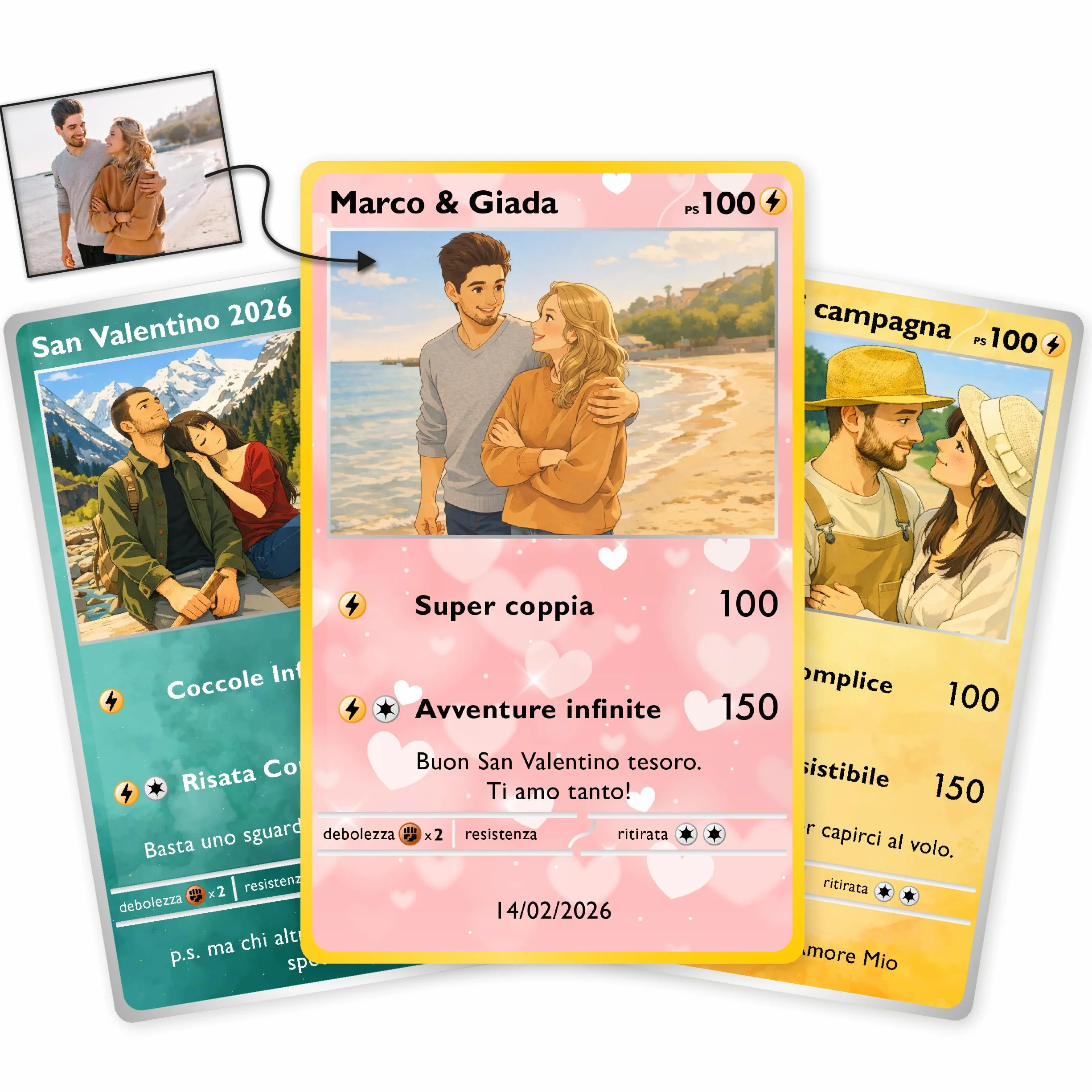 Carta Poke Personalizzata con Foto Testo Frase - Card Fronte Retro Personalizzabile - Idea Regalo Festa del Papà Anniversario Compleanno