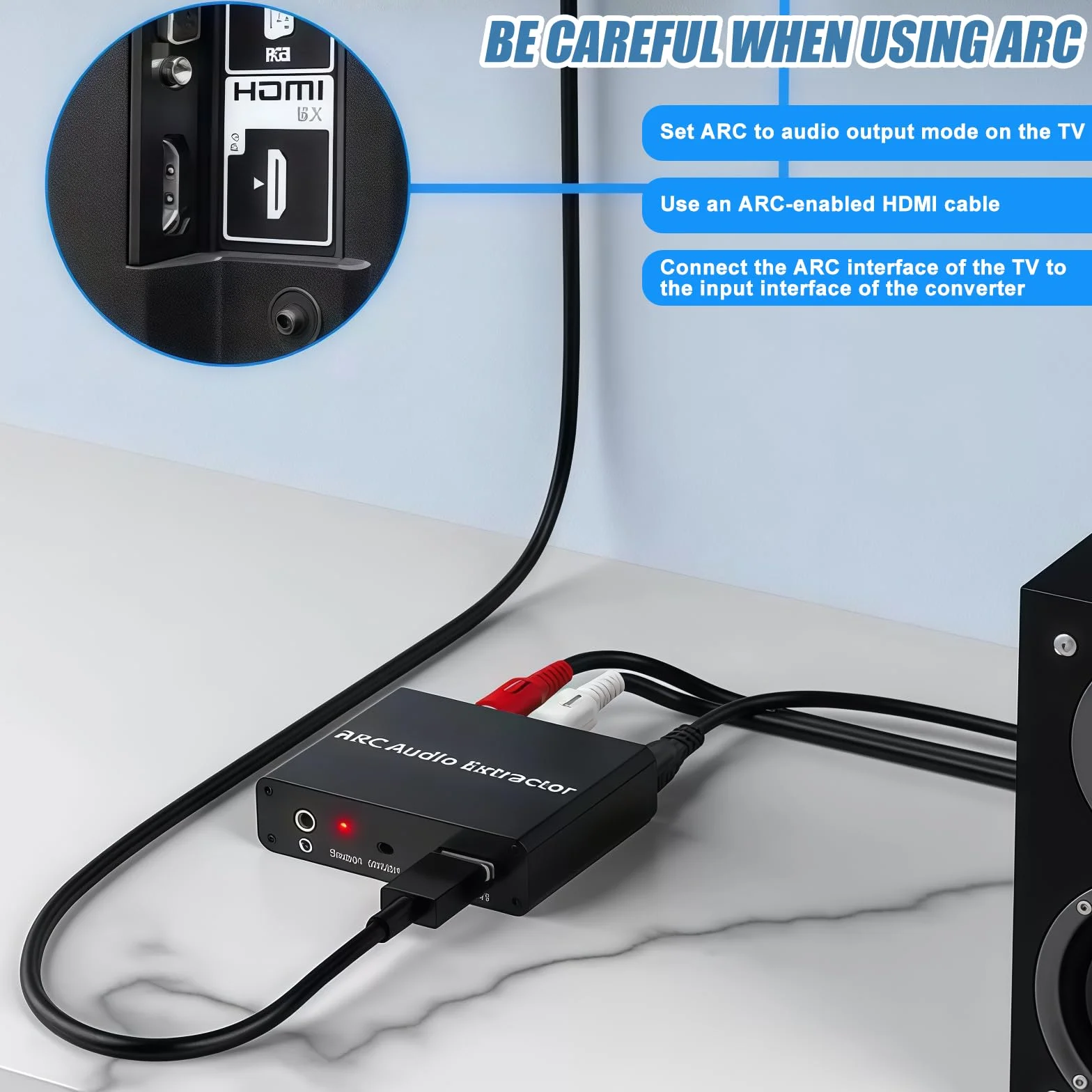 Konwerter HDMI ARC DAC audio optyczny koncentryczny 3,5 mm do soundbar home theater HDTV