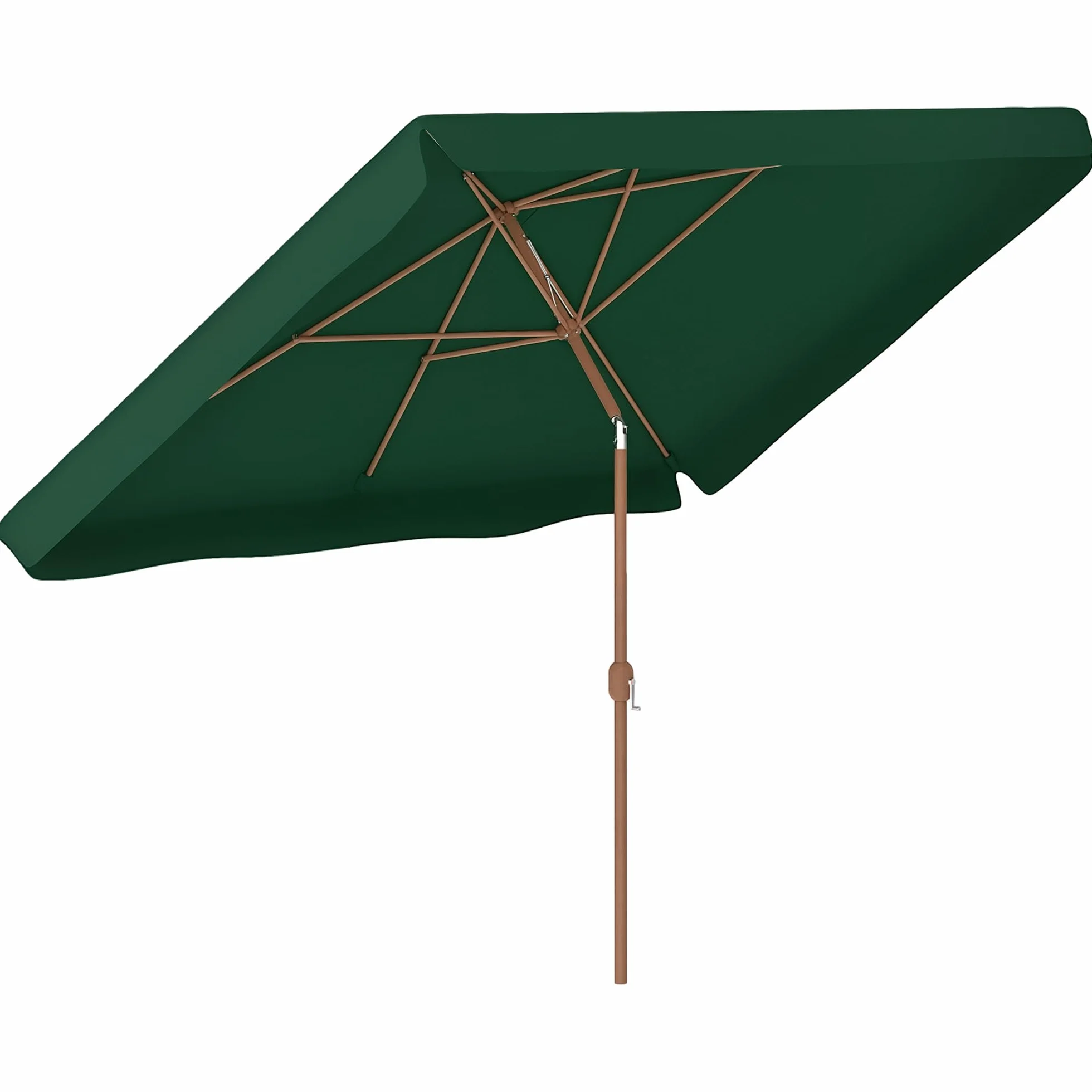 Outsunny Ombrellone da Giardino 2x3 m Inclinabile con Apertura a Manovella, Presa d'Aria e Bordo a Balze, Ombrellone da Esterno Rettangolare Anti UV 50+ in Alluminio e Poliestere 180 g/㎡
