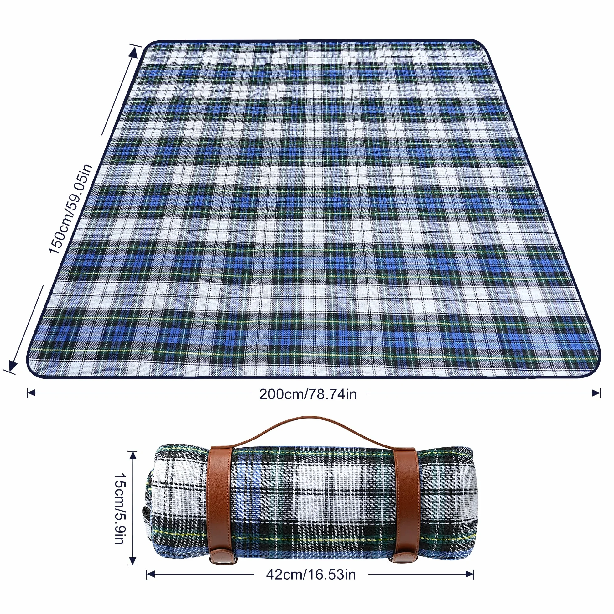 TRIXES Coperta da picnic XL impermeabile con maniglia per trasporto