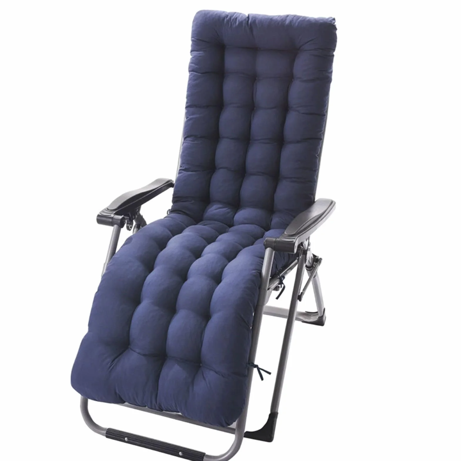FANSU Cuscini per Sedia Sdraio da Giardino, Cuscini Imbottiti per Lettini Prendisole con Lacci Materasso Sdraio Esterno Morbido e Antiscivolo per Panchina Balcone Patio (Blu navy,48x170cm)