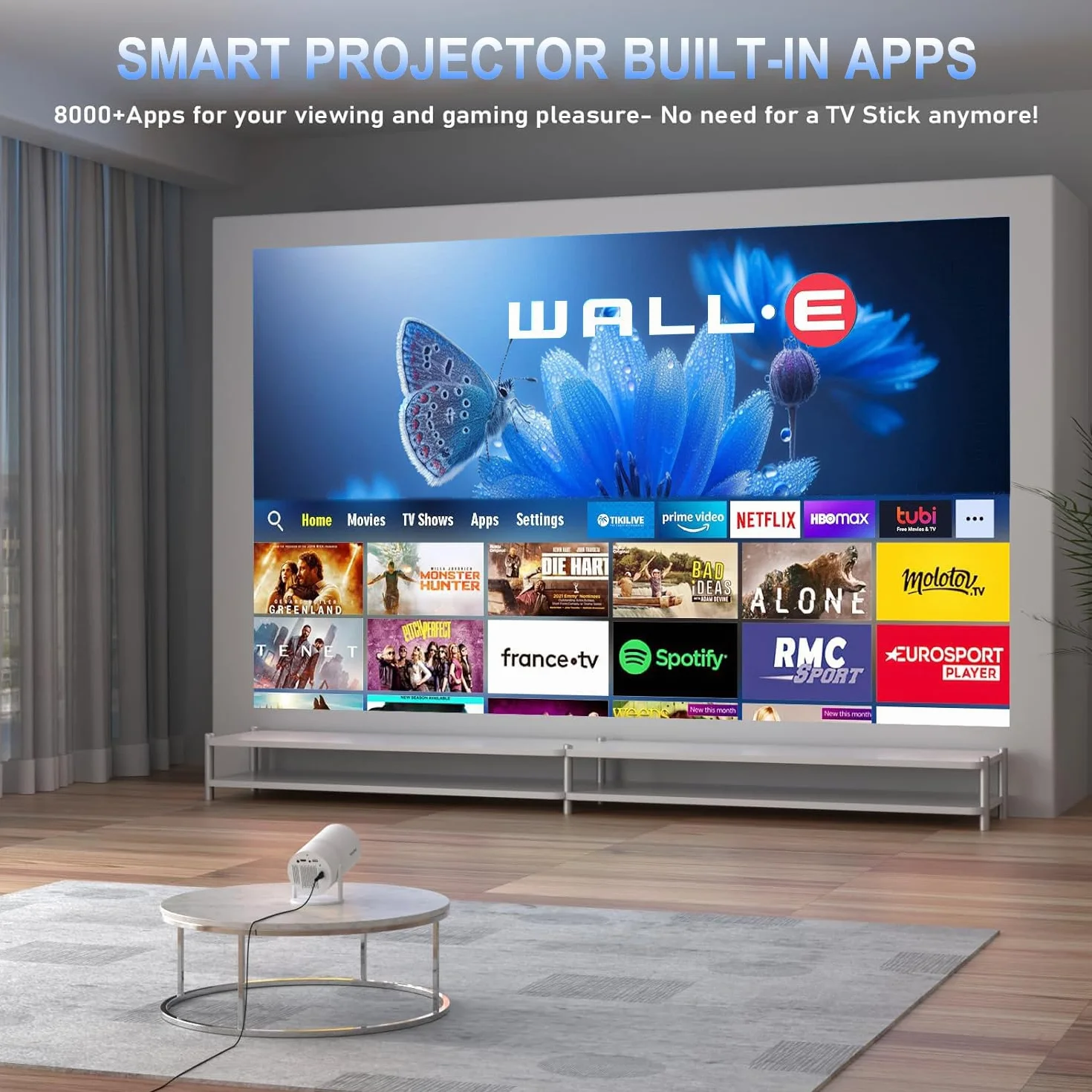 Proiettore 4K WiFi 6 BT5.2 Portatile Full HD con Keystone Rotazione 180° per Home Theater