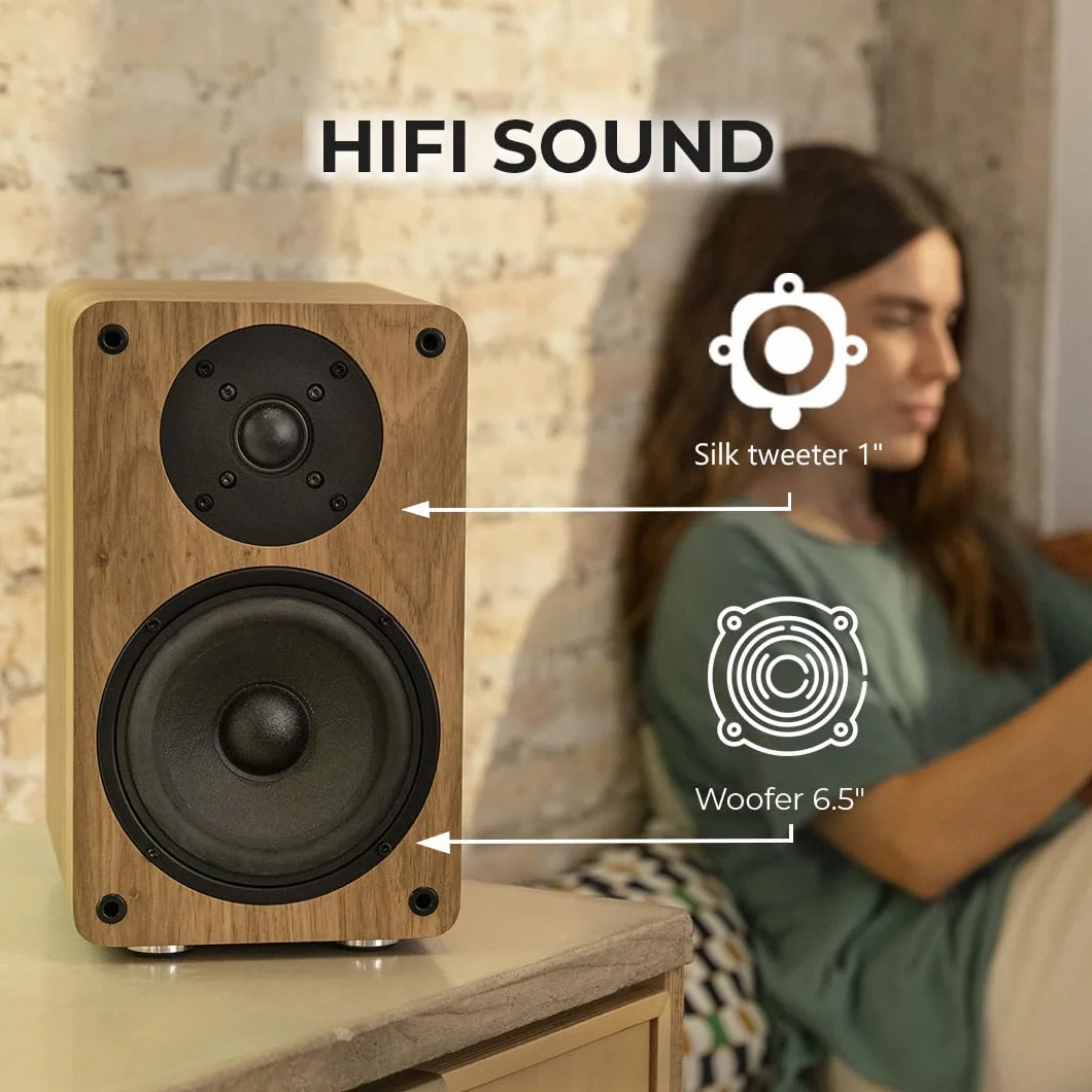 VULKKANO A5 ARC Cassa Amplificata Woofer 5,25" Bluetooth 5.0 HDMI ARC Nero