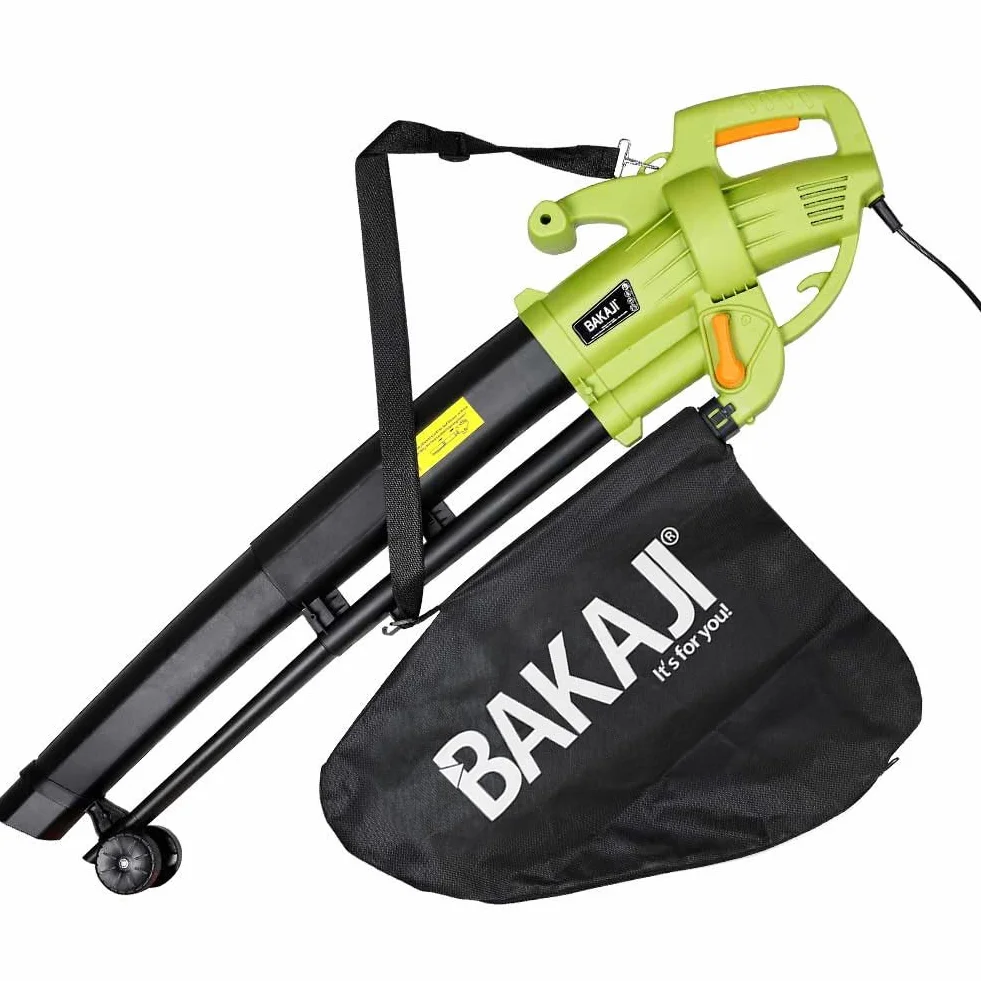 Aspirafoglie Elettrico da Giardino 3 in 1 Aspiratore Trituratore e Soffiatore Soffia Foglie Potenza 3000 W con Serbatoio di Raccolta 45lt Rotelle e Tracolla per Manutenzione Spazi Esterni