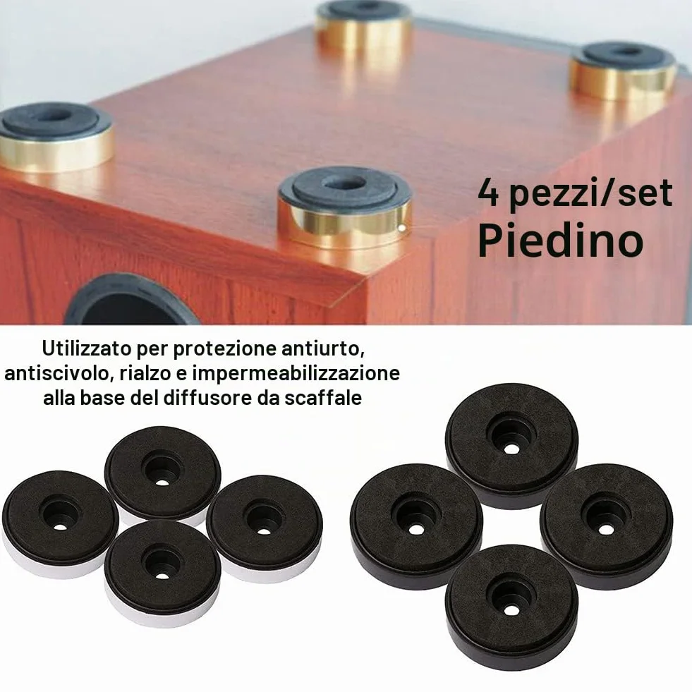 Piedini di Isolamento per Giradischi in Alluminio 40x10mm Supporto Piede Coni Base Audio Amplificatore (Nero)