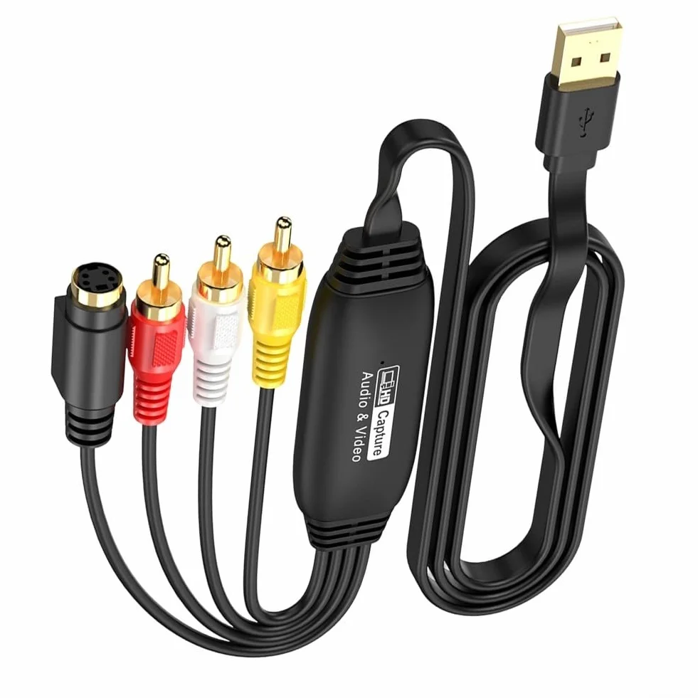 Scheda di acquisizione video USB CVBS convertitore digitale per videoregistratore VHS 720P S-Video USB 2.0 adattatore nero cavo 1m