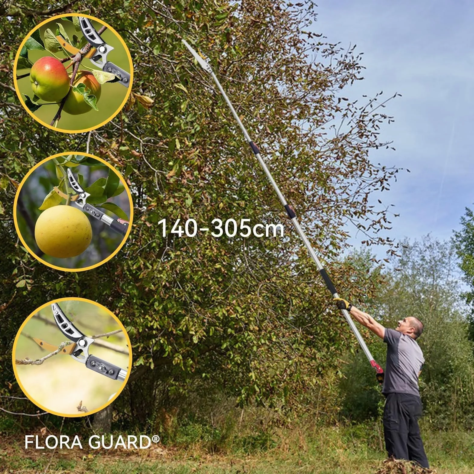 FLORA GUARD forbici telescopiche 1,4-3,05 m denti SK5 3D cesoie per frutta giardino