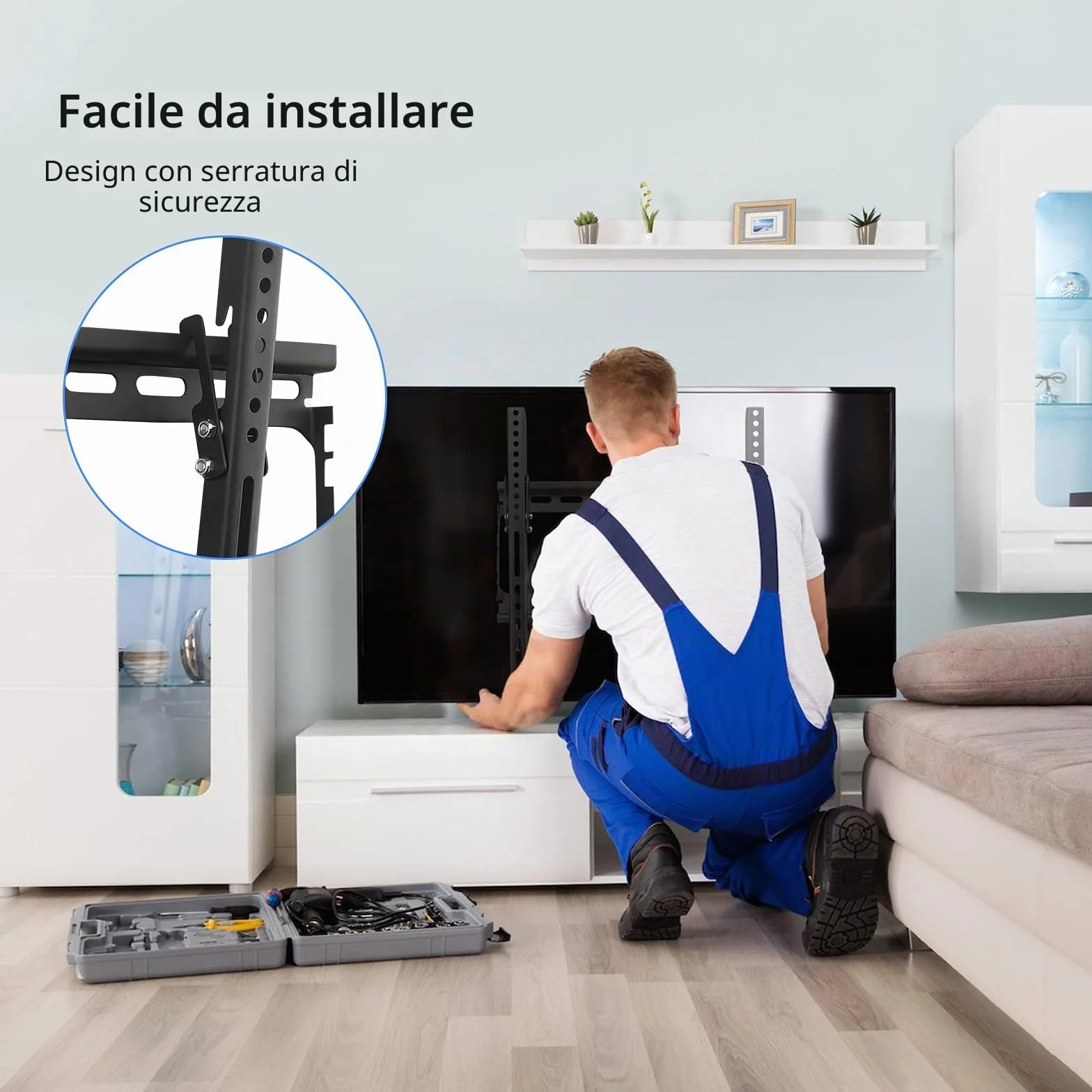 Suptek Supporto da Parete per TV 26-55 Pollici LED HD 4K HDR UHD VESA 400x400mm 45kg