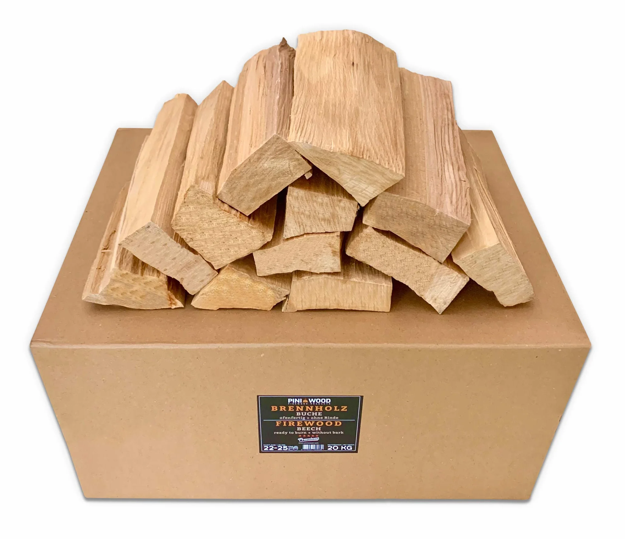 PINI - Legna da ardere senza corteccia, legno di faggio, 20 kg, circa 25 cm per forno per pizza, barbecue, camino, braciere