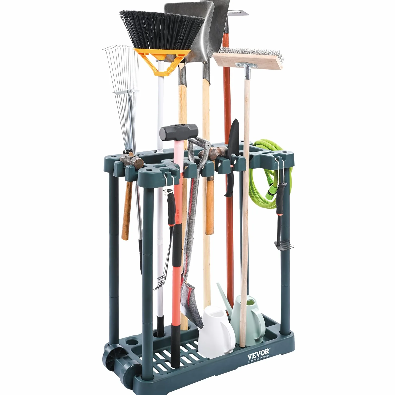 VEVOR Porta Attrezzi da Giardino 10 Slot PP Porta Attrezzi da Garage Officina per Stoccaggio, Organizzazione, Capannone per Esterni Angolo per Riporre Attrezzi, Rastrelli, Scope, Pale a Manico Lungo