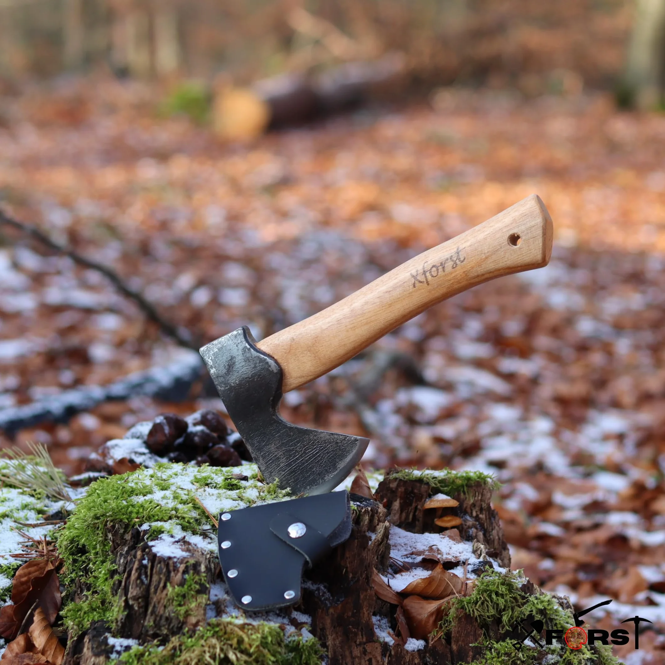 Xforst Ascia Vikinga sopravvivenza a mano manico legno 27cm