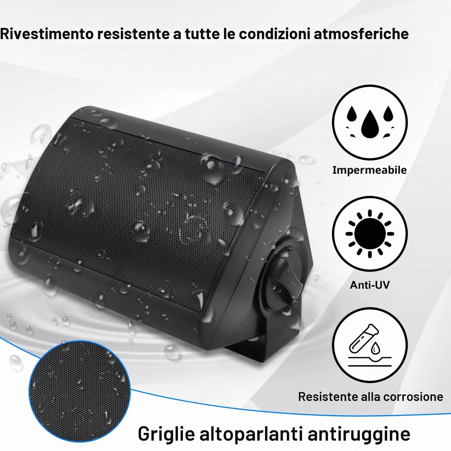 Herdio Altoparlanti da Esterno 4'' 400W Impermeabile 2 Paia Nero