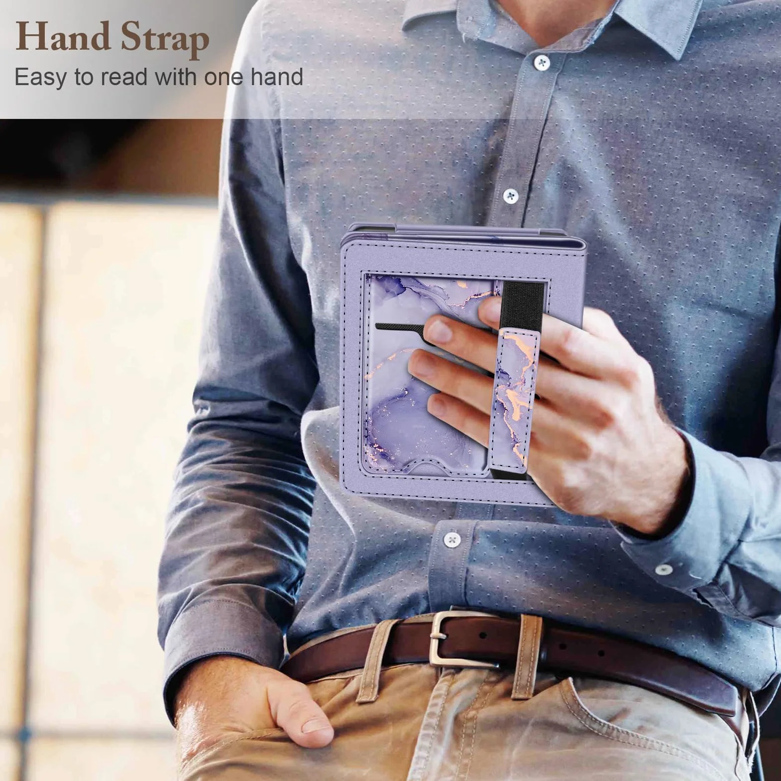 FINTIE Custodia Kobo Clara Colour 2024 Clara BW 2024 2E 2022 eReader Stand Cover Protettiva Case Card Slot Hand Strap Auto Sveglia Sonno Lilla Marble