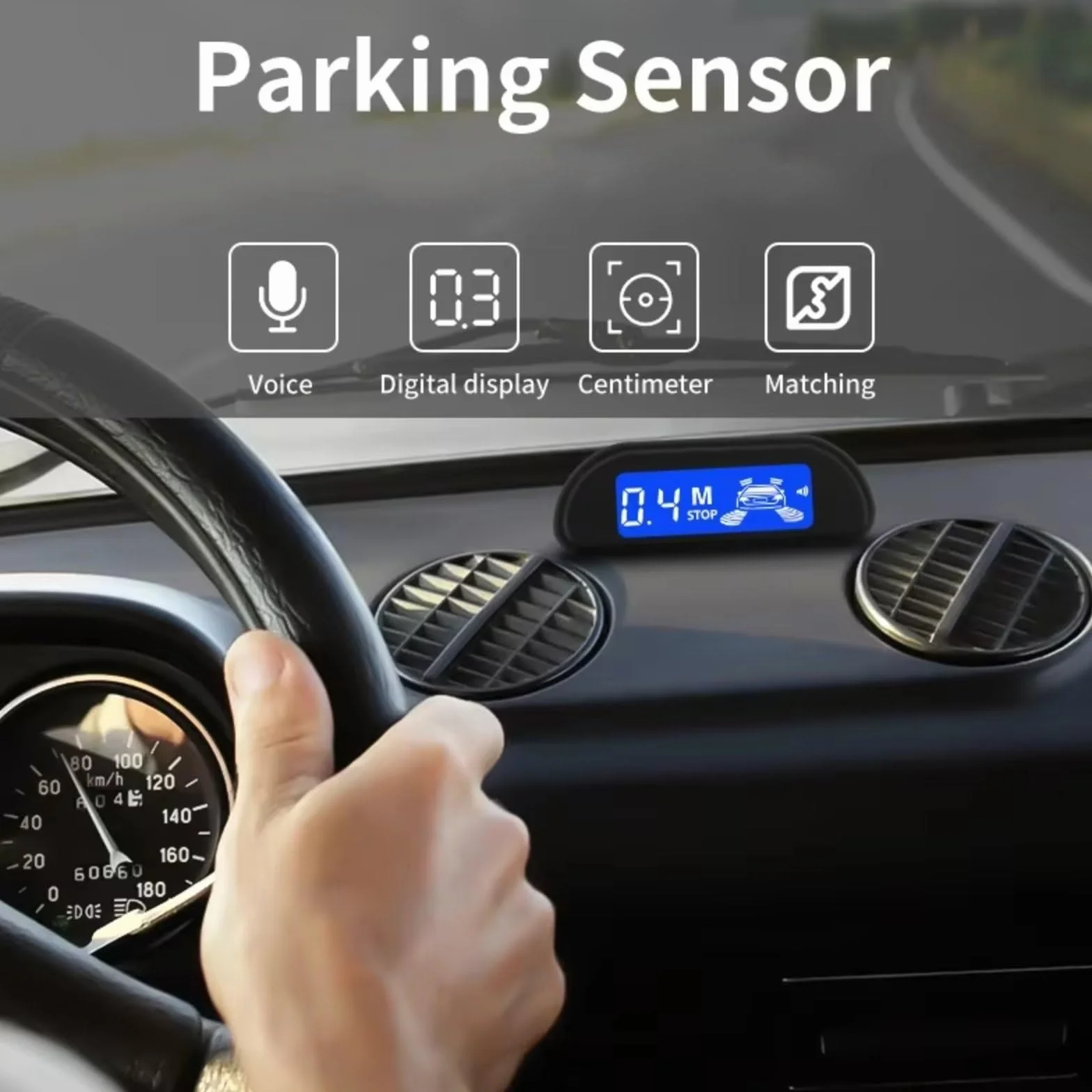 Sensore Parcheggio Kit 22mm 4 Sensori con Monitor LED Retromarcia Parktronic Automatico Rilevatore Radar Display Retroilluminato Nero