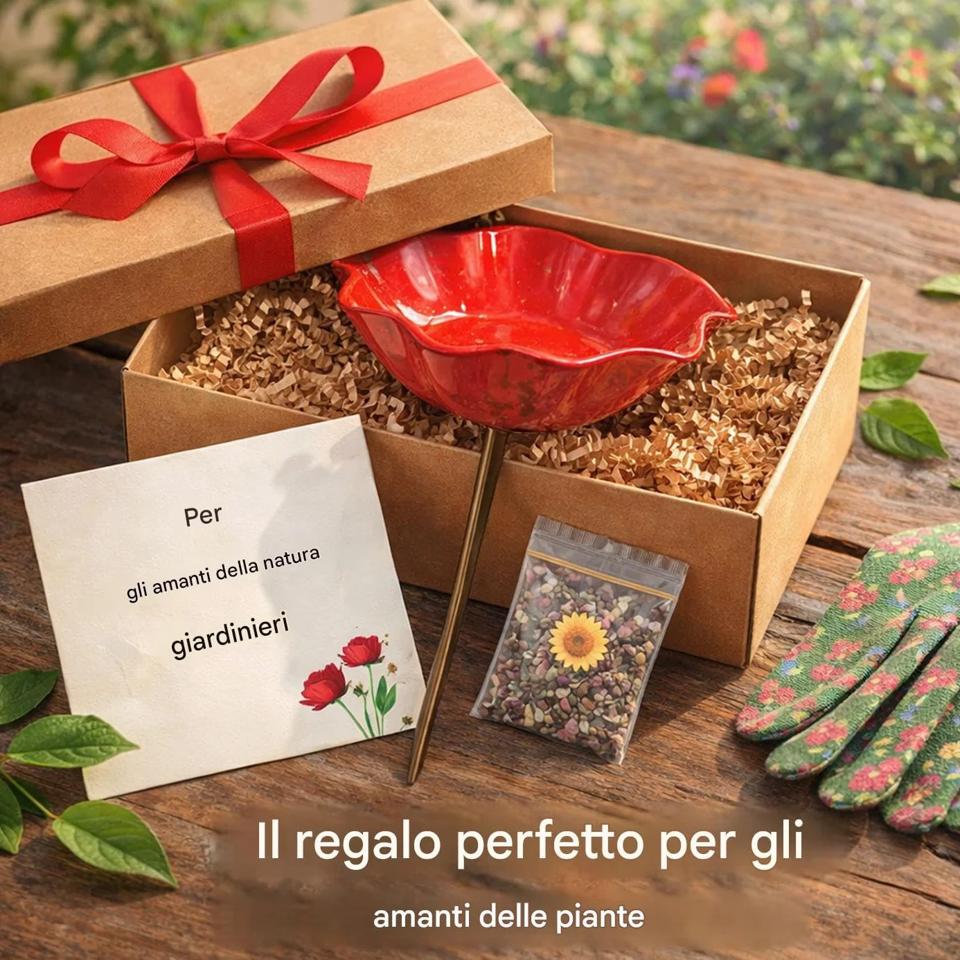 Fiore in metallo fatto a mano abbeveratoio per uccelli e insetti Paletto da giardino (3 sztuki)