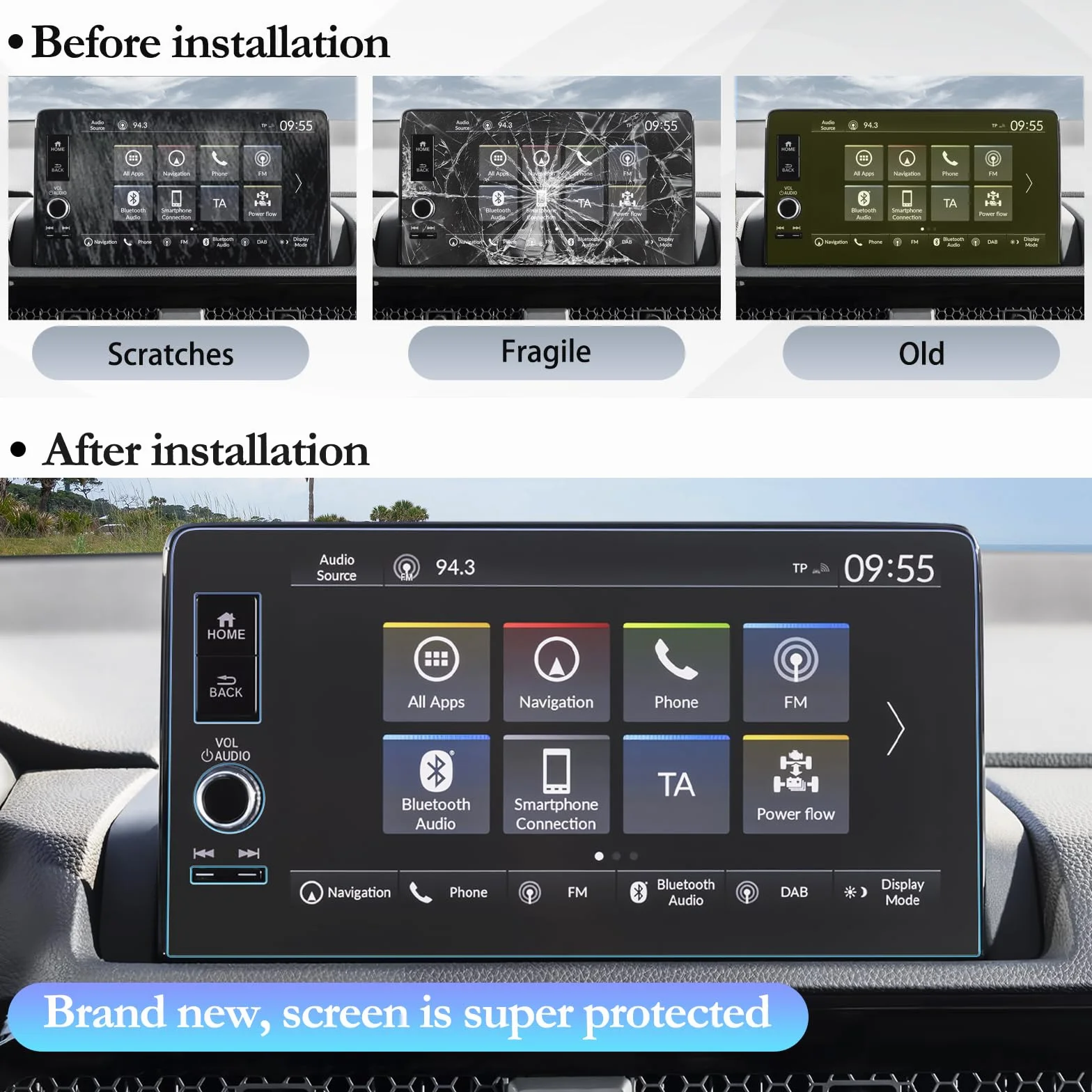 Pellicola protettiva in vetro temperato 9 pollici compatibile con Honda HR-V CR-V Civic Navigation