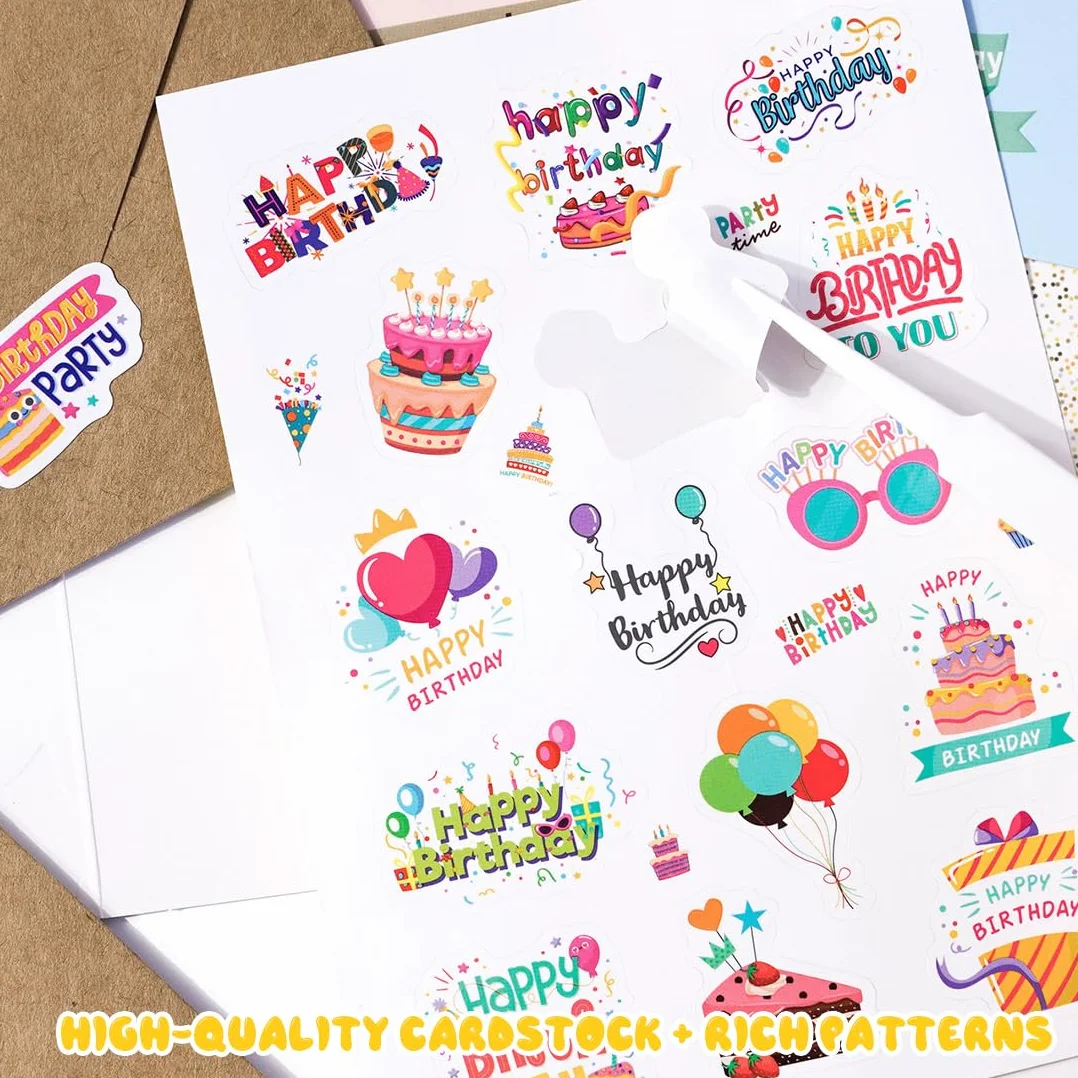 Biglietti Auguri Compleanno 20 Pezzi con Buste e Adesivi per Famiglia Bambini Amici