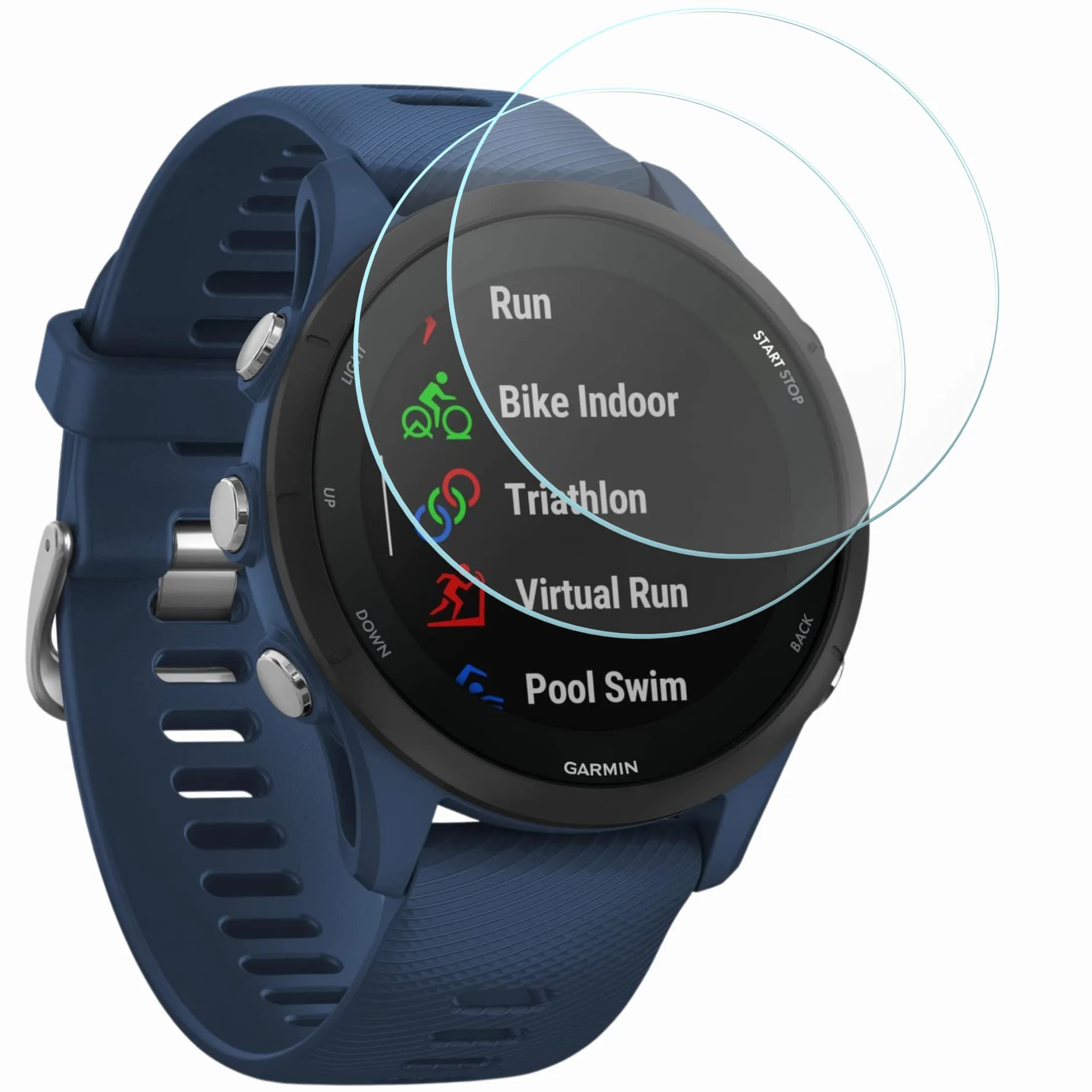 PHONILLICO Vetro temperato per Garmin Forerunner 255 / 255 Music [Set di 2] [40mm] Pellicola proteggi schermo anti graffio