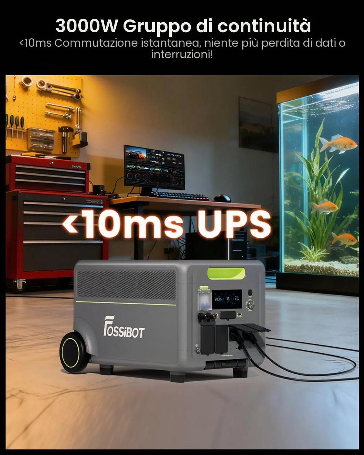 FOSSiBOT F7200 Power station LiFePO4 5222Wh Centrale elettrica portatile, CA 7200W Generatore Solare, UPS Power station Campeggio/Camper/Corrente di emergenza, 5 anni di garanzia