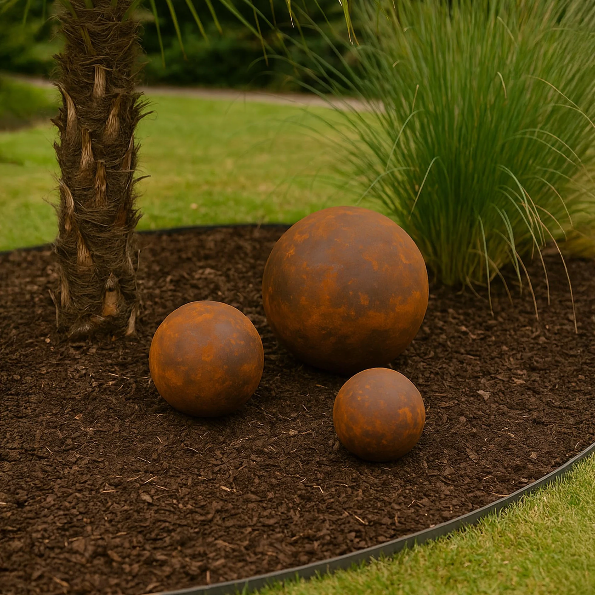 UNUS Sfera da giardino in metallo Ø 20 cm, palla decorativa effetto patinato per giardino, aiuole e terrazze
