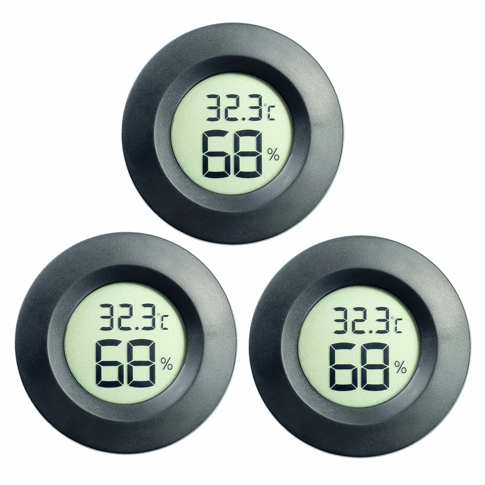 Igrometro Termometro Celsius Monitor LCD Digitale Misuratore di Umidità per Umidificatori Vasetti Incubatori Custodia Chitarra Rettili Serra Per Auto (3pcs Nero)