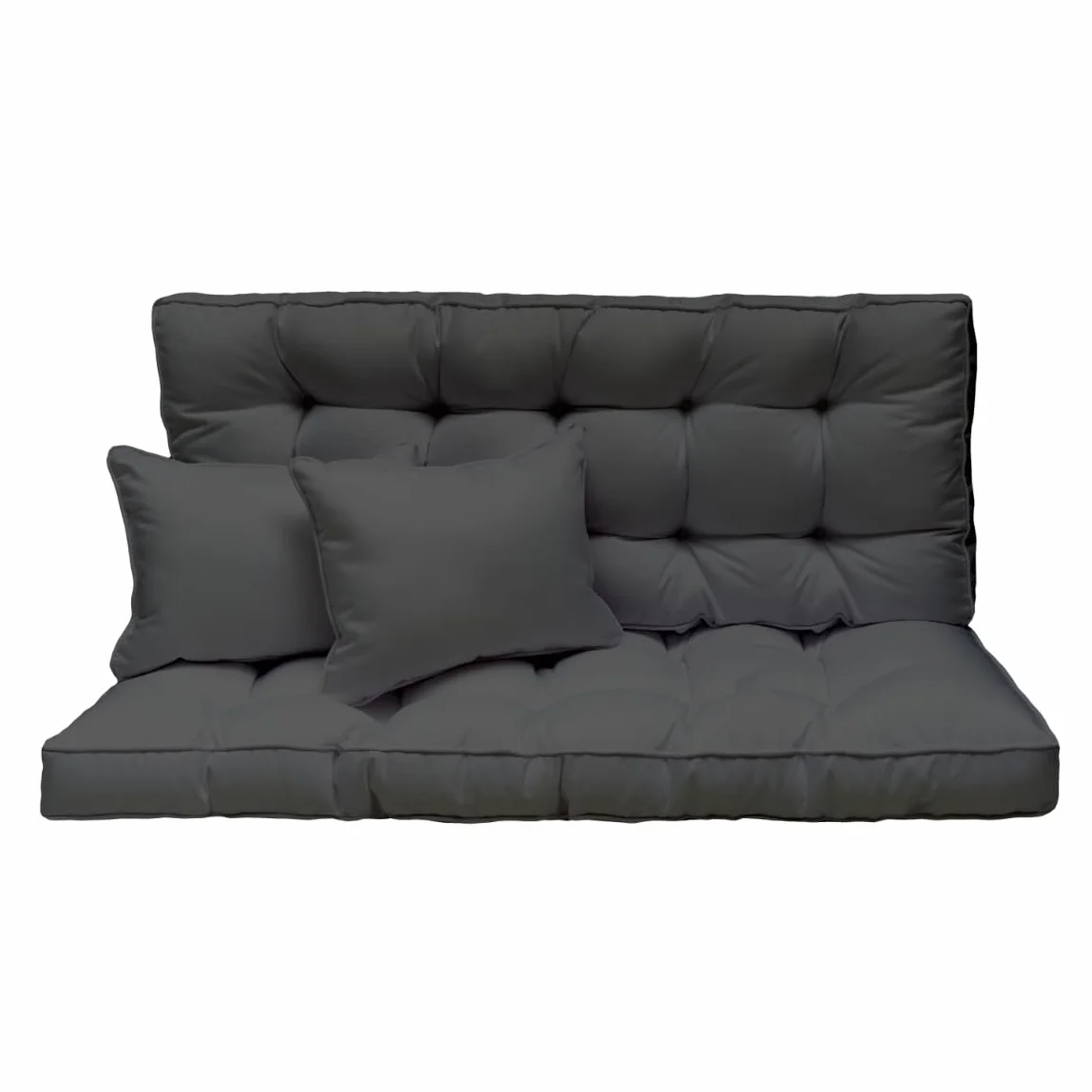 Cuscino per altalena da giardino 150x50x10 cm - Set 3 posti: cuscino seduta e schienale per altalena con tettoia – cuscini da esterno per panca da giardino, pallet europeo – Colore: Grafite [133]